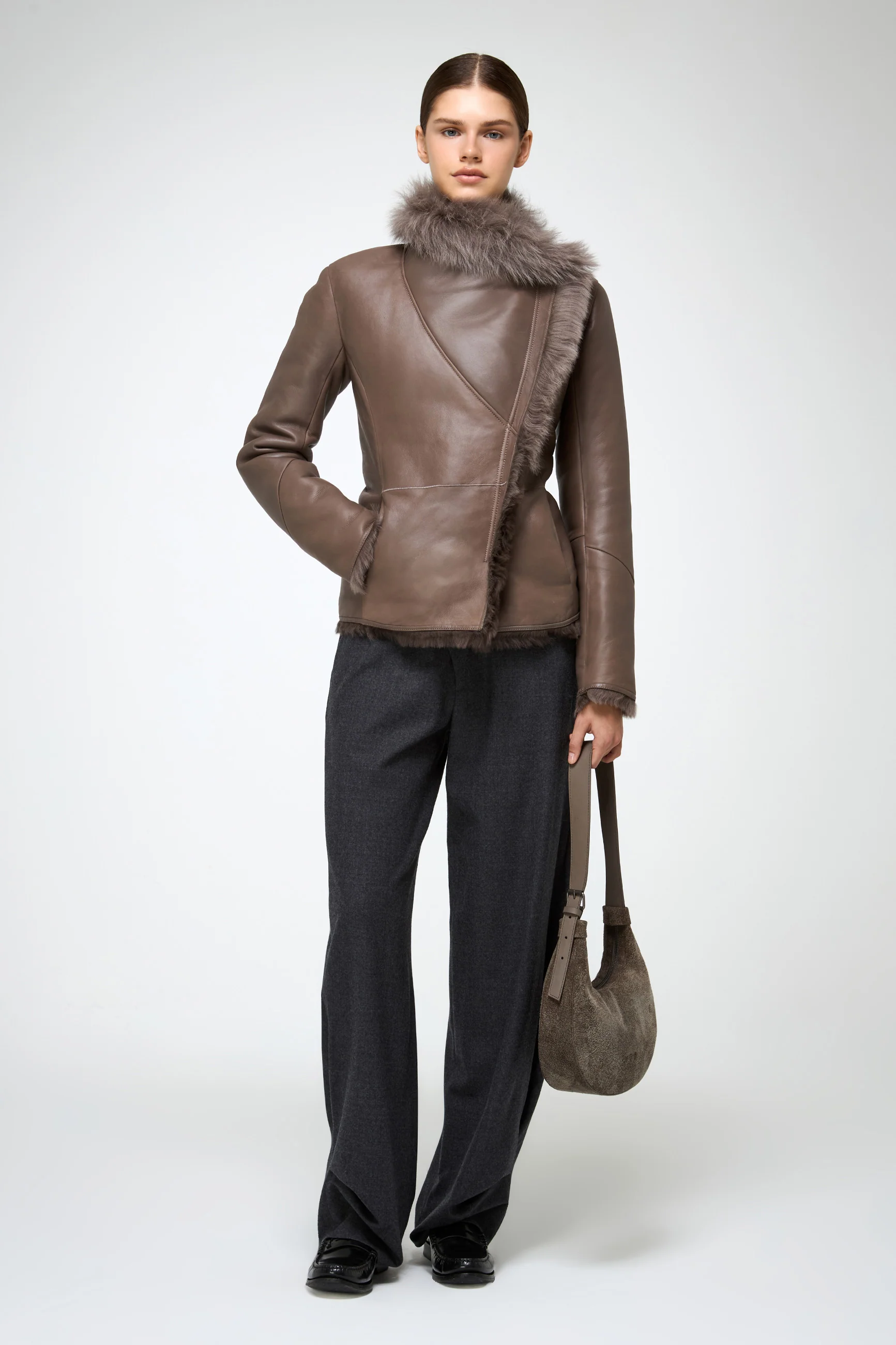 Adila - Clotho Nude Shearling Jacket - Image 3