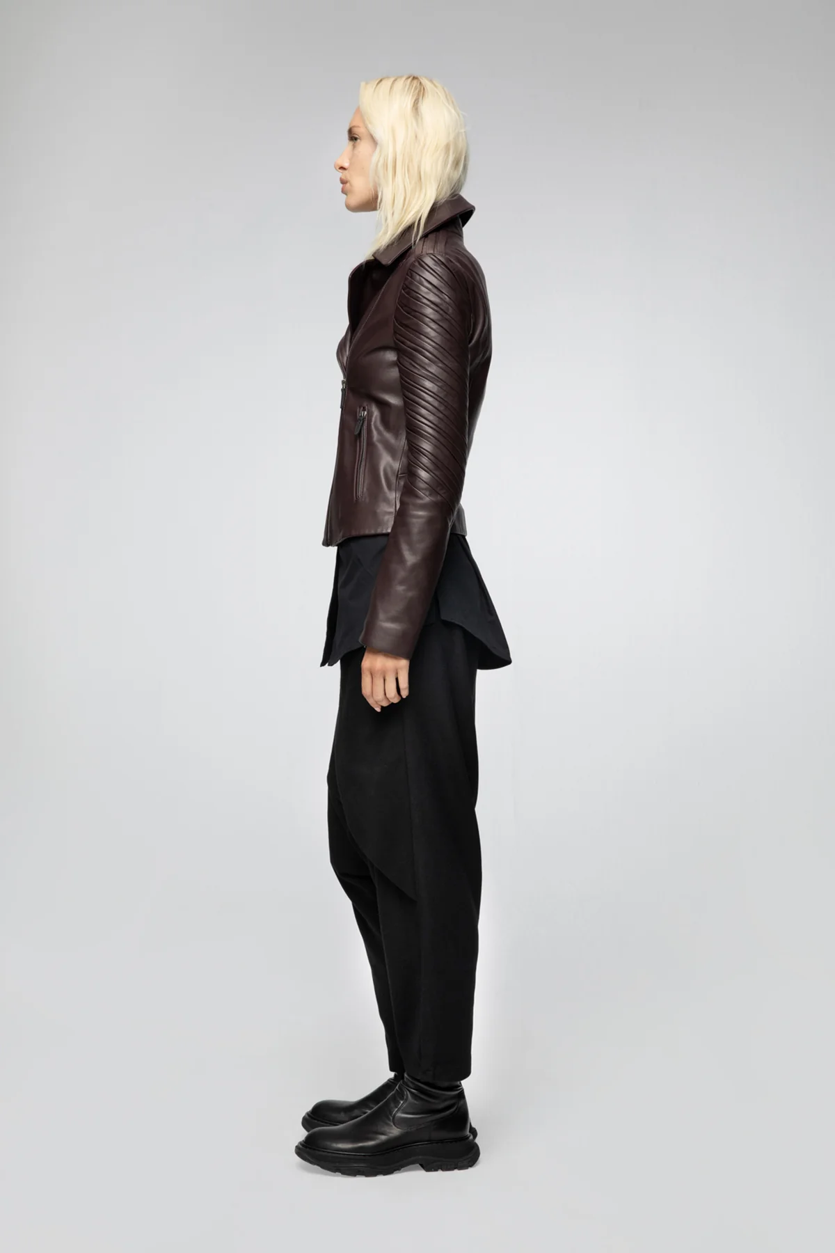 Alya - Bordeaux Leather Jacket - Image 4