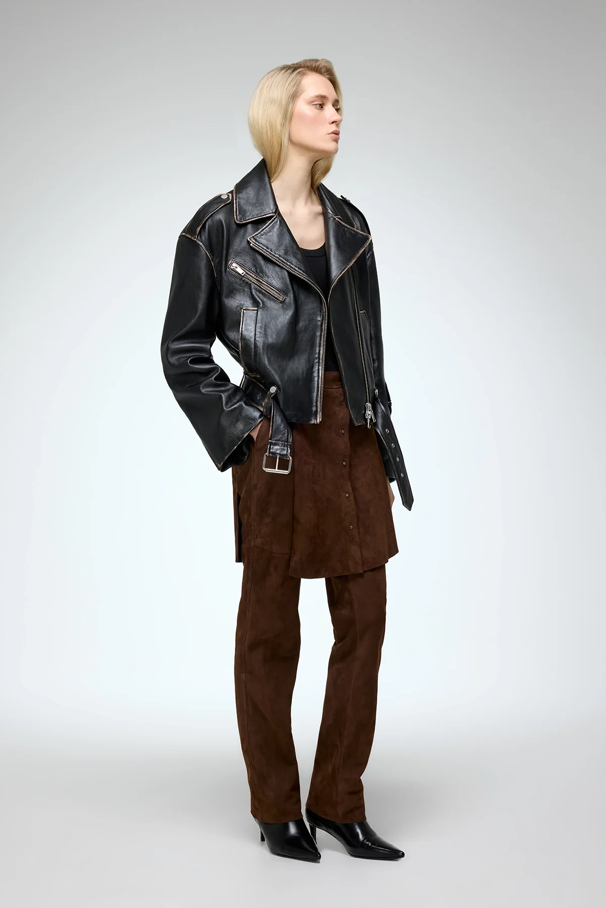 Anya - Dark Brown Leather Jacket - Image 3