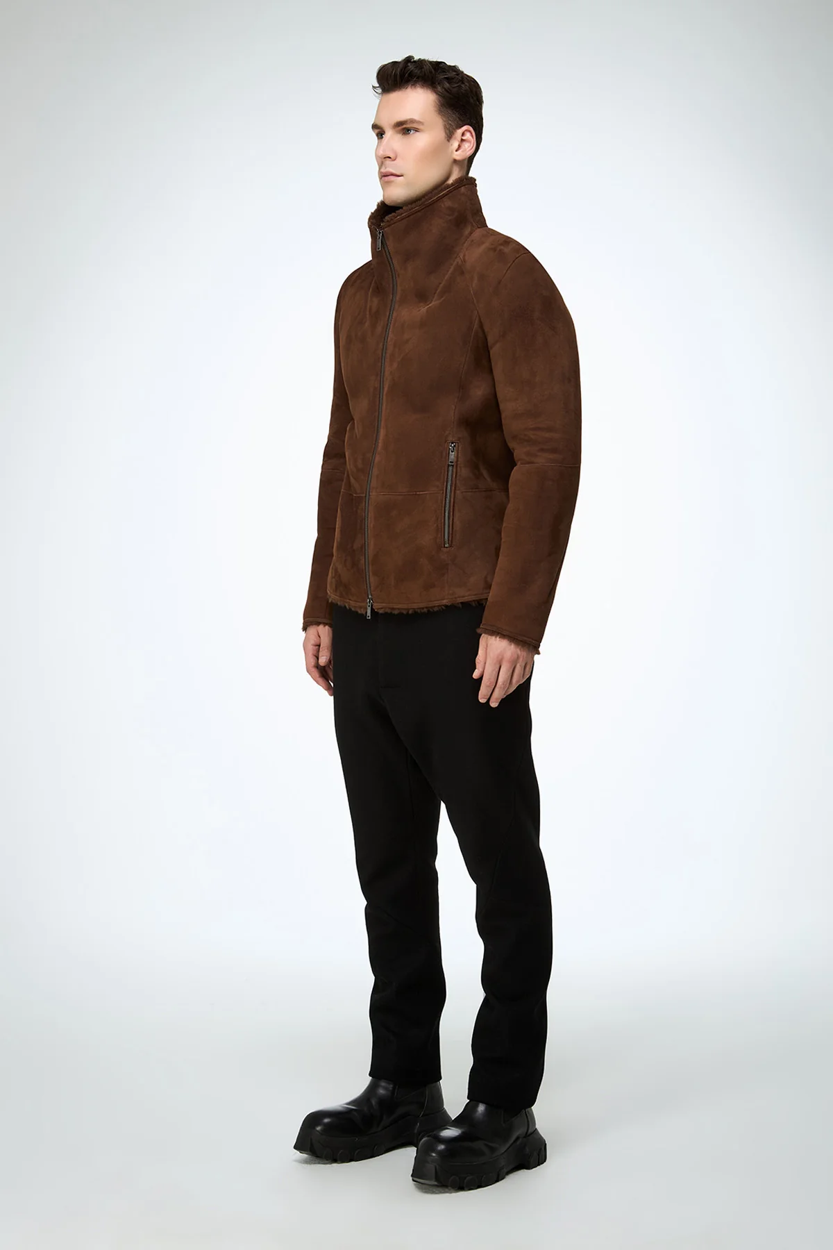 Bastien - Dark Brown Shearling Jacket - Image 3
