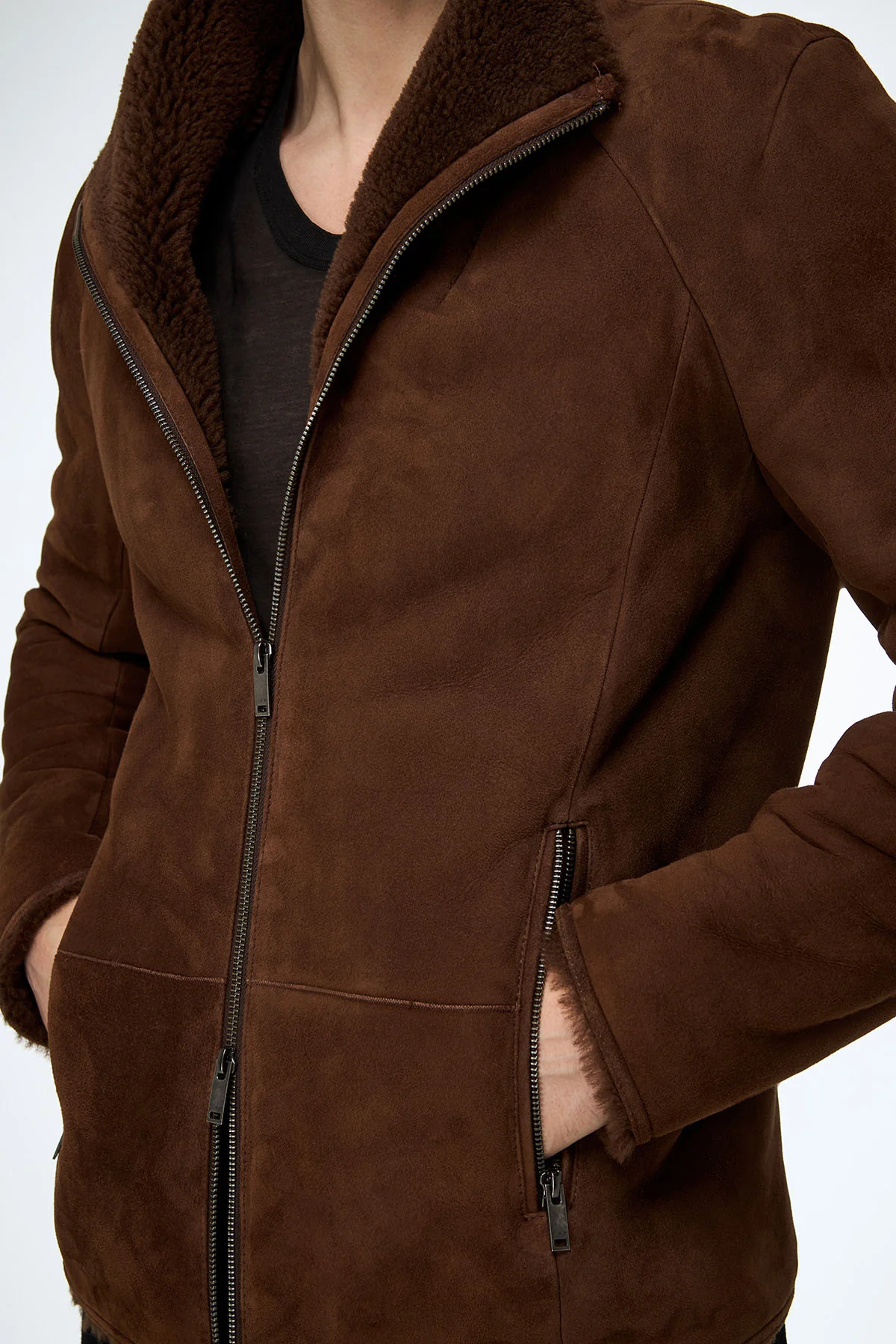 Bastien - Dark Brown Shearling Jacket - Image 5