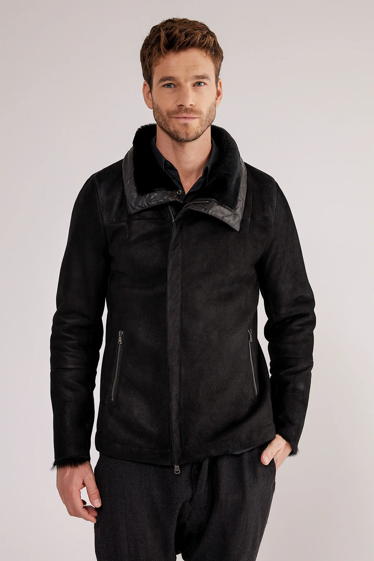 Luca - Black Shearling Coat - Image 3