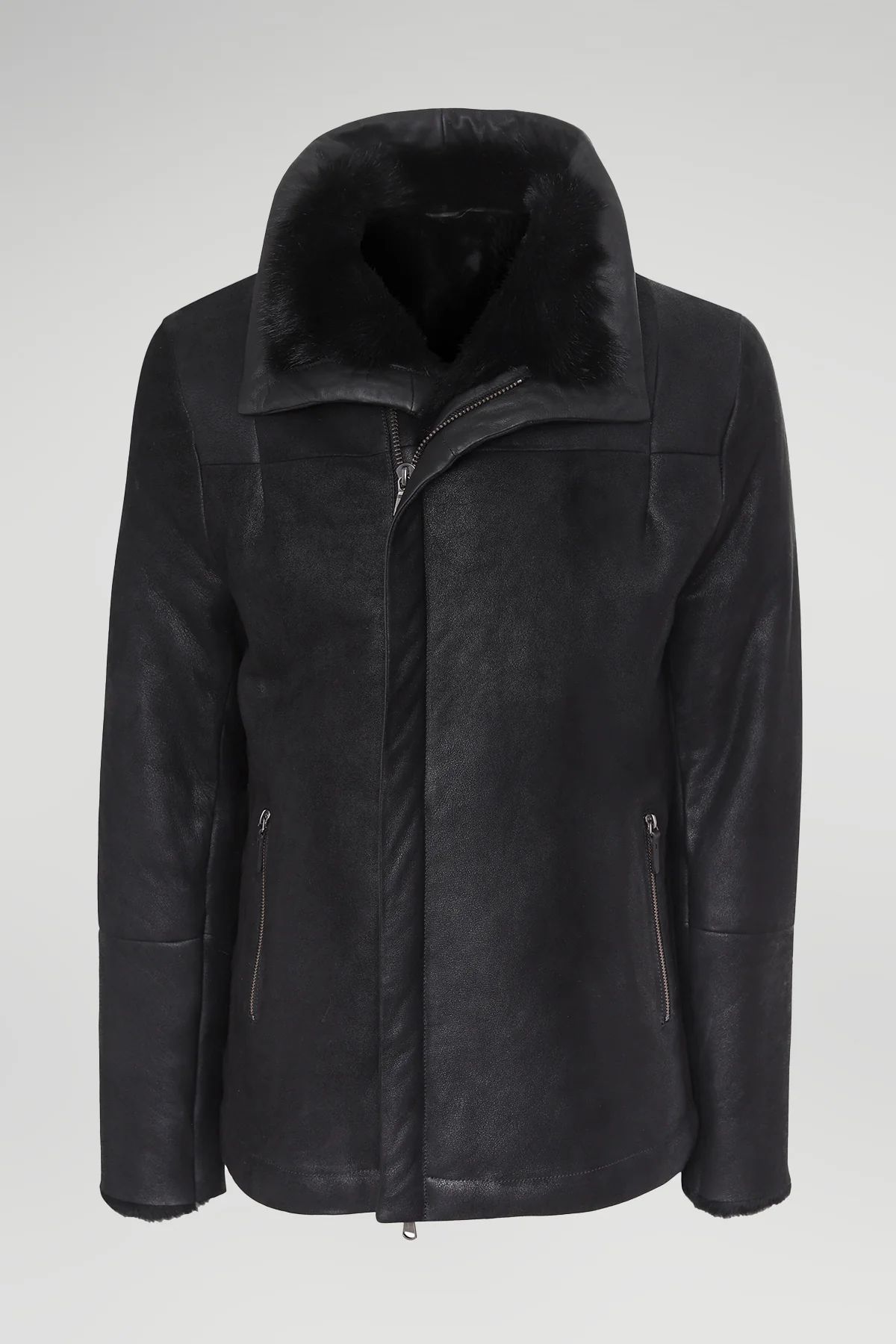 Luca - Black Shearling Coat - Image 4