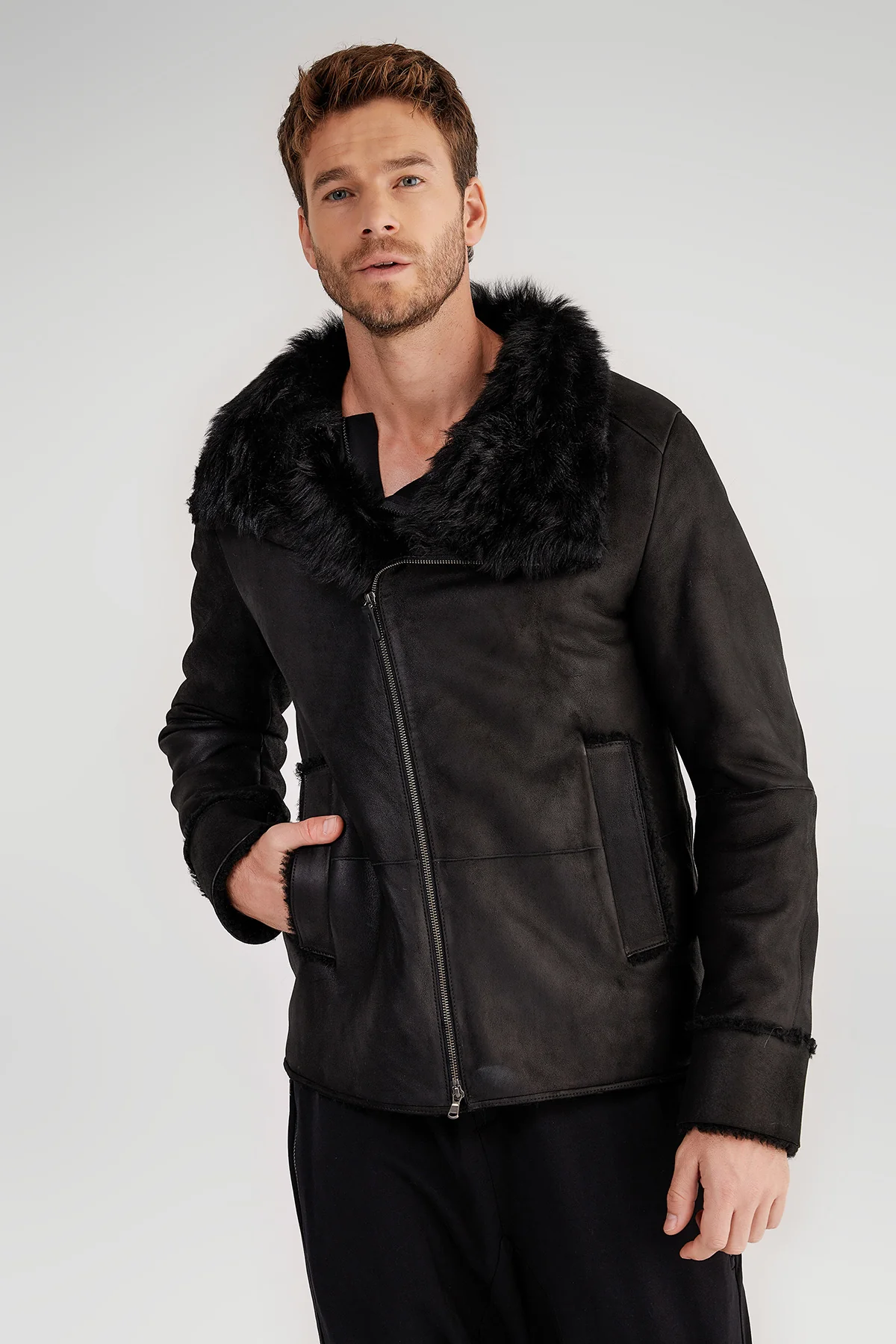 Milo - Black Shearling Coat - Image 3