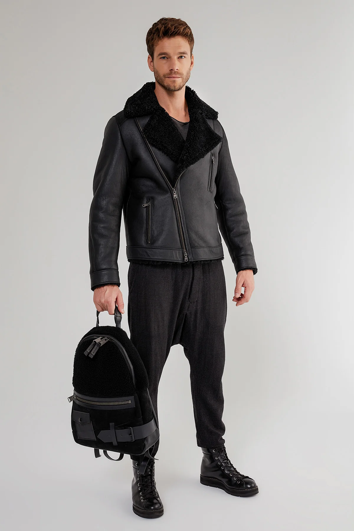 Tristan - Black Shearling Jacket - Image 3