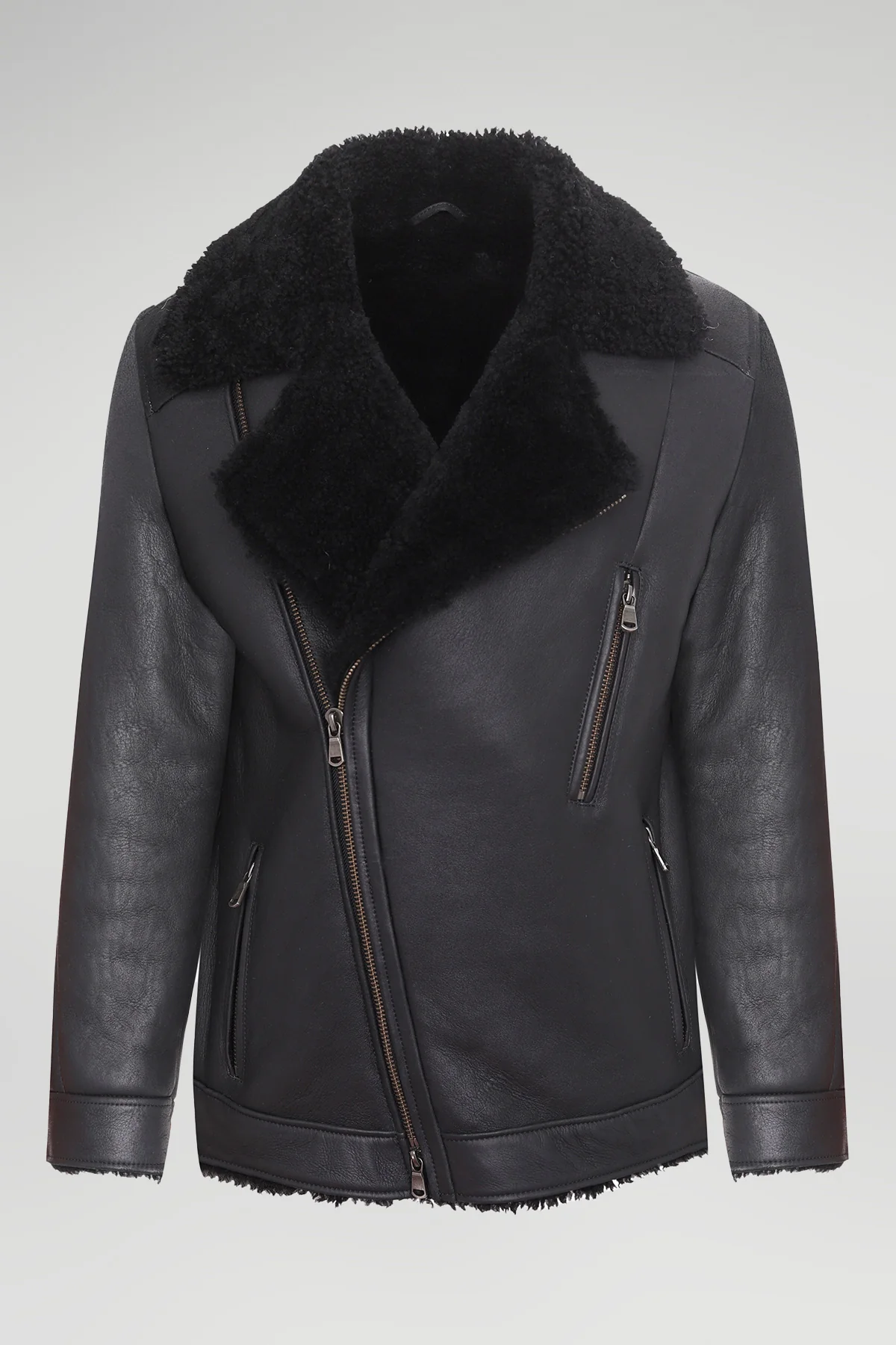 Tristan - Black Shearling Jacket - Image 5
