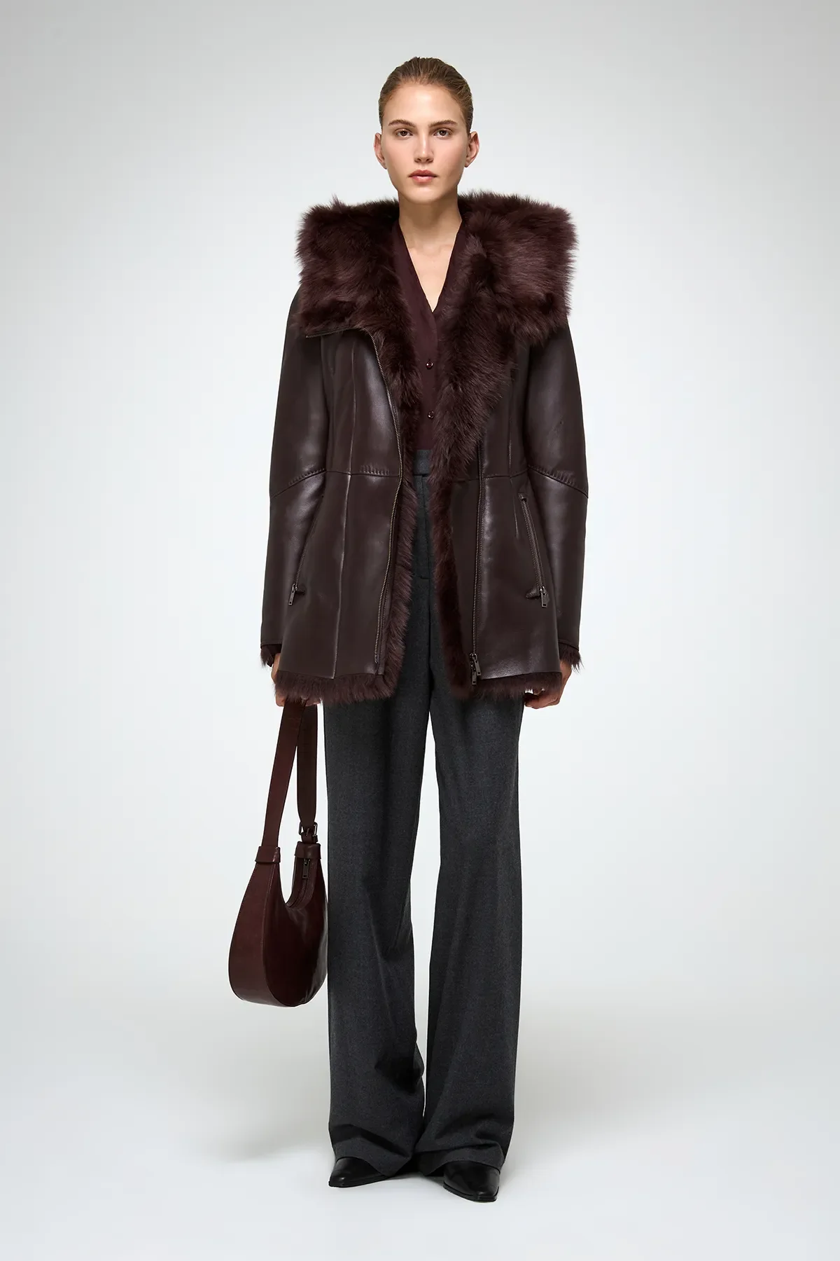 Mallory - Cherry Shearling Coat - Image 3