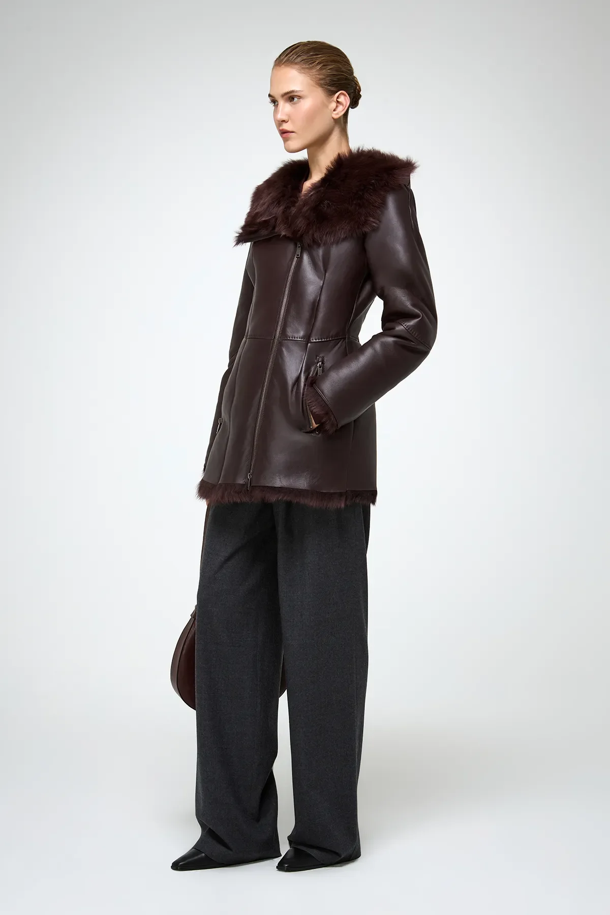 Mallory - Cherry Shearling Coat - Image 4