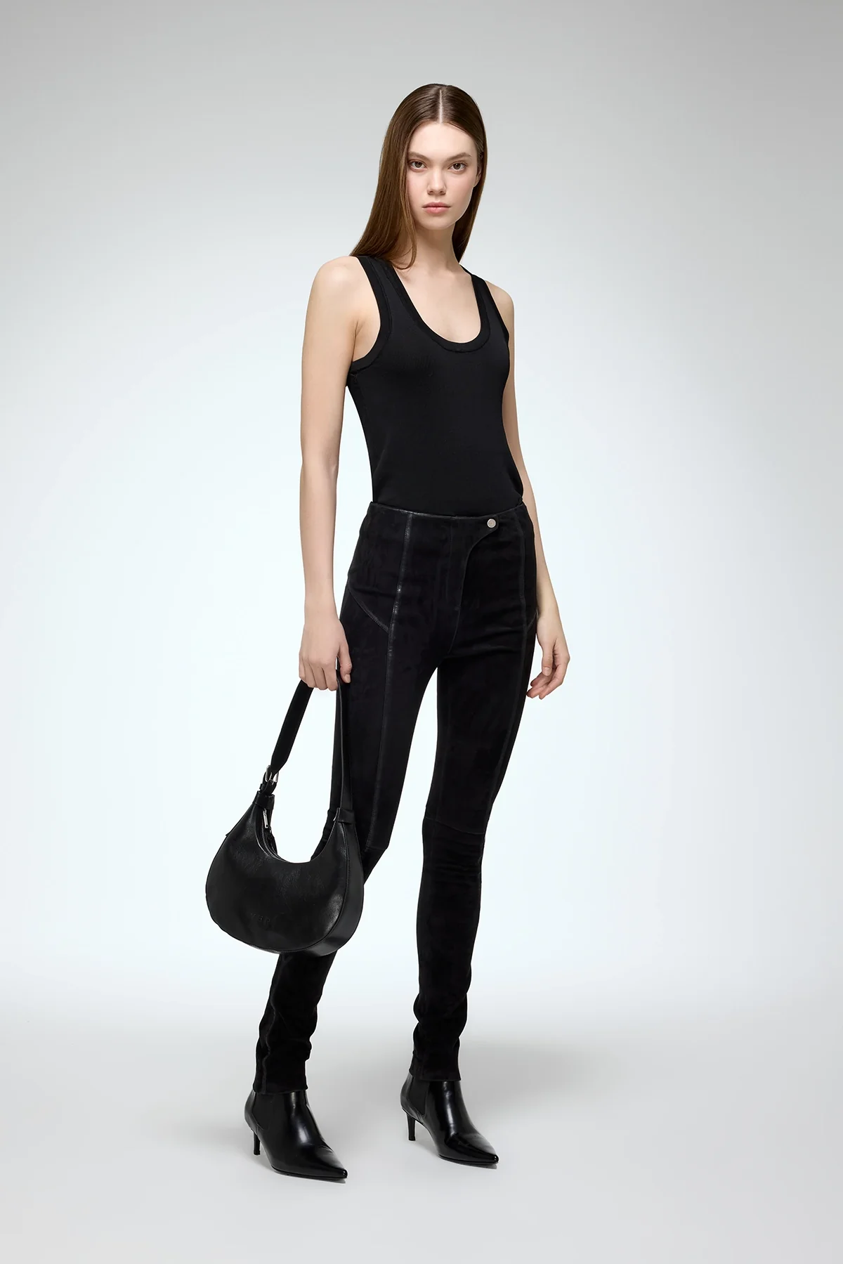 Helga - Black Suede Leather Pants - Image 3