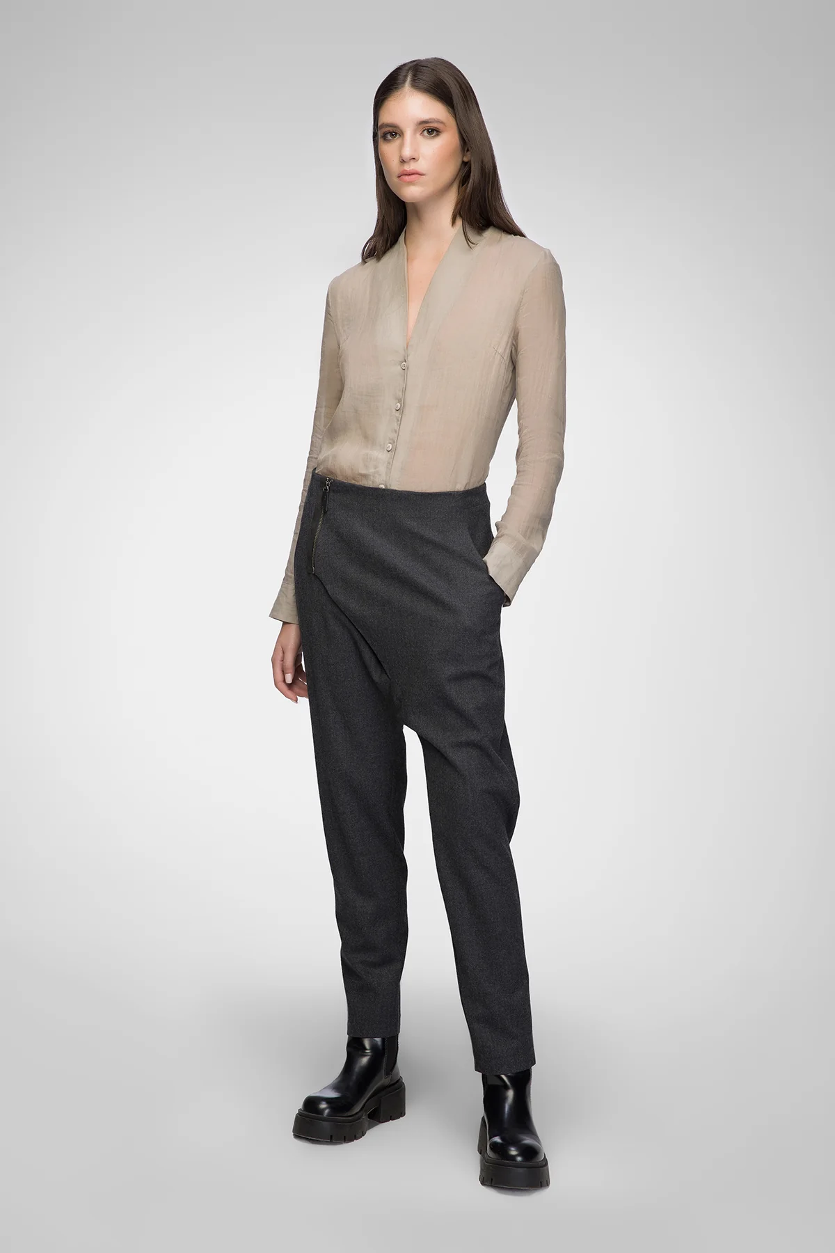 Hilda - Anthracite Wool Pant - Image 3