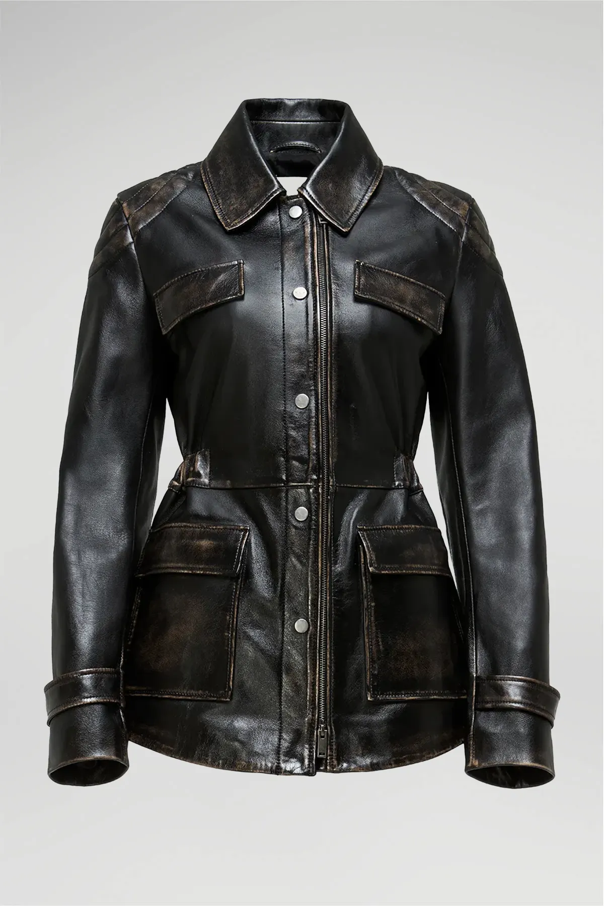 Joan - Black Leather Jacket - Image 4