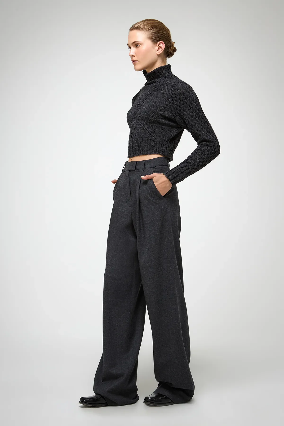 Jody - Anthracite Wool Pants - Image 3