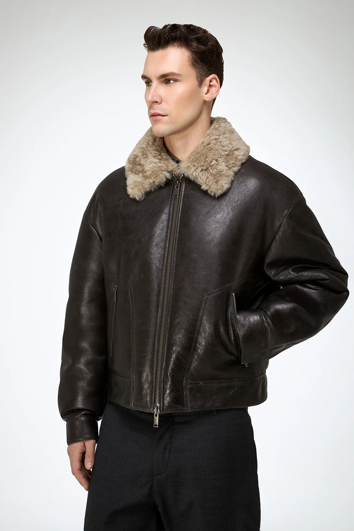 John - Anthracite Shearling Jacket - Image 3