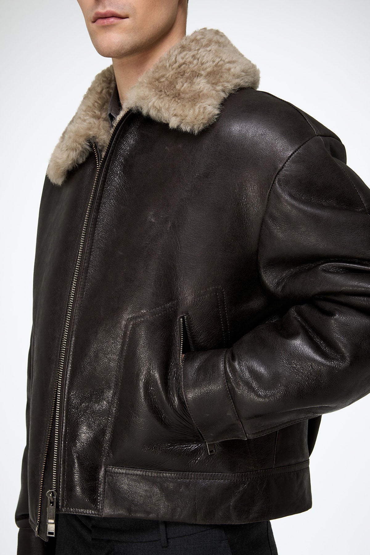 John - Anthracite Shearling Jacket - Image 4
