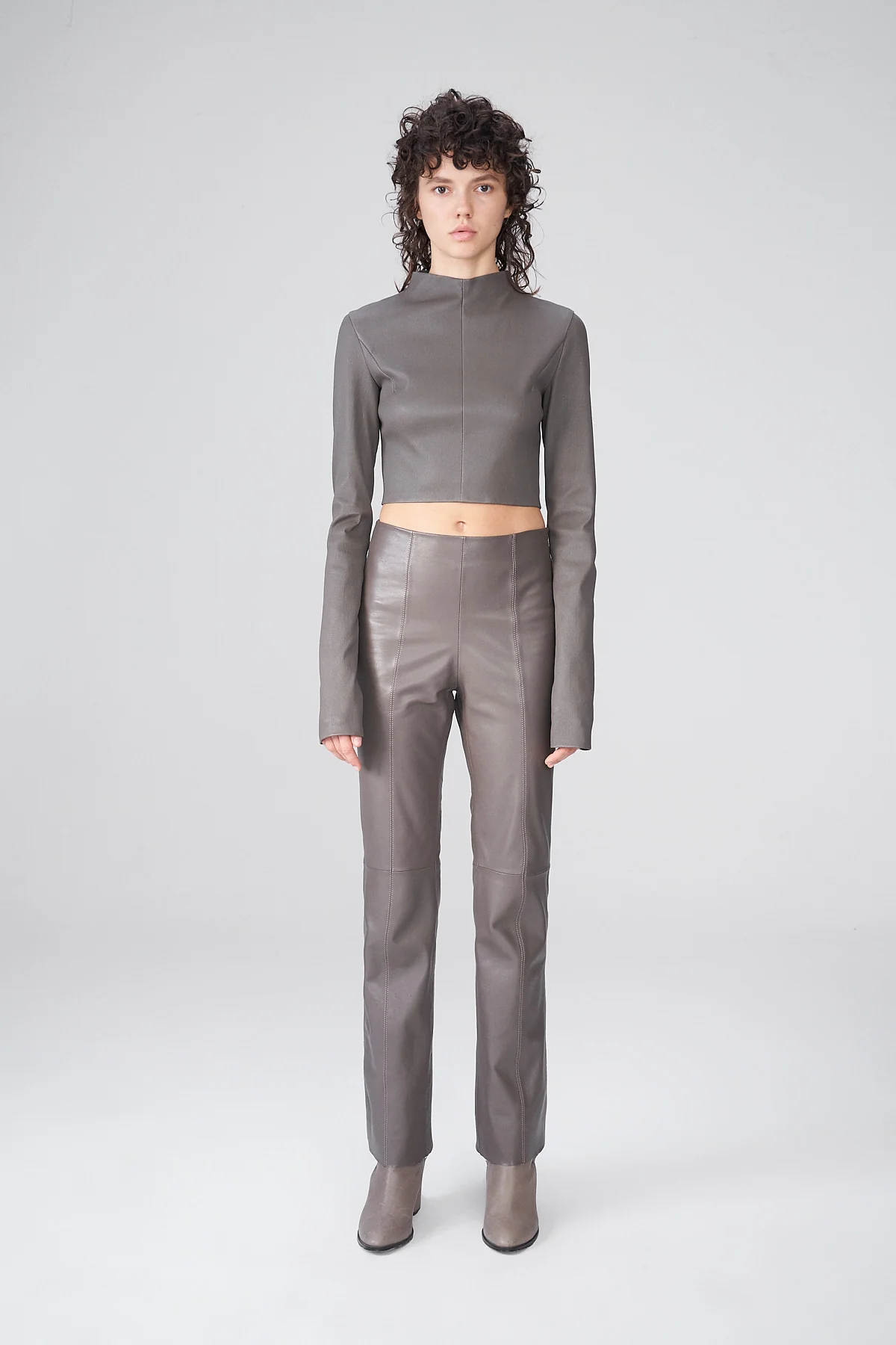 Lara - Nude Leather Pants - Image 3