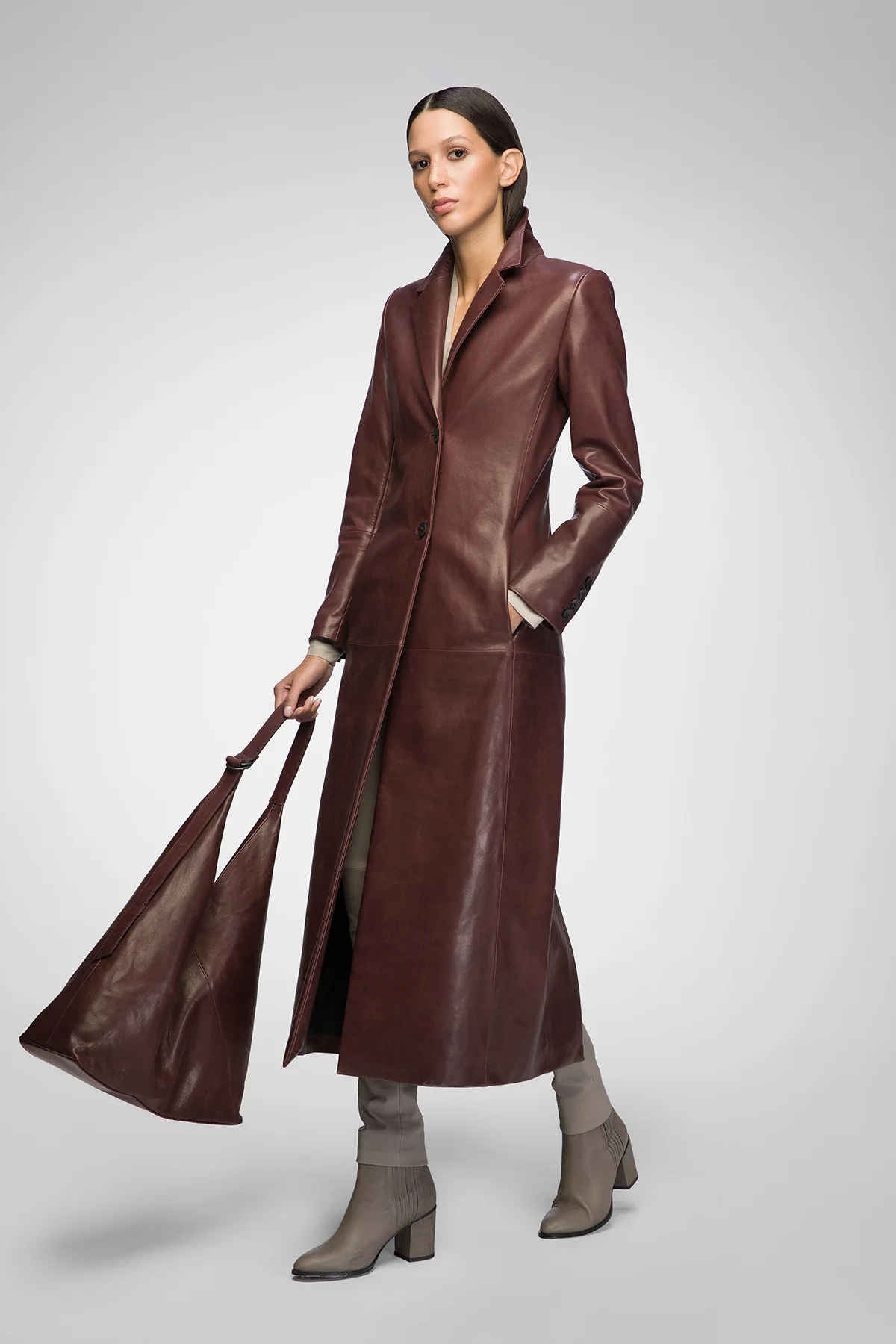 Laurence - Cherry Leather Coat - Image 3