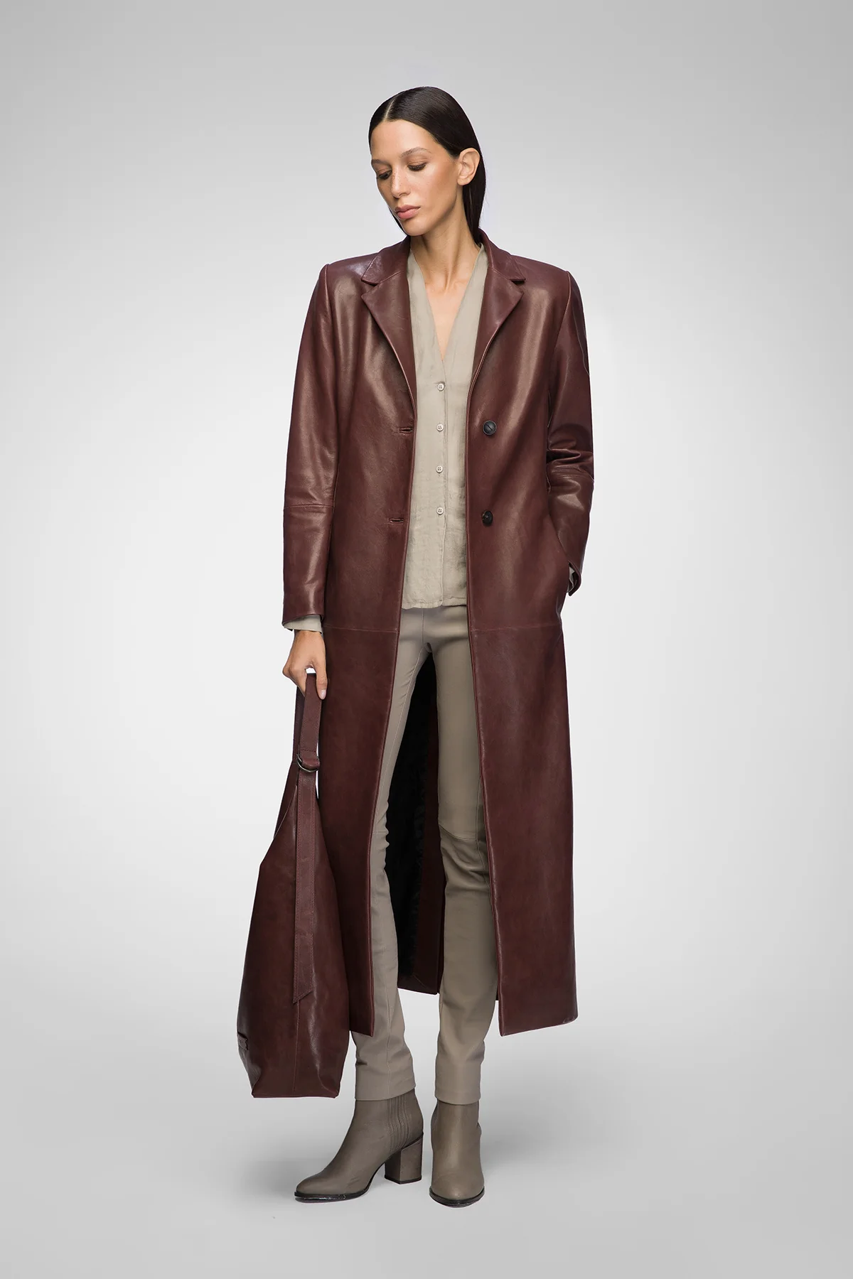Laurence - Cherry Leather Coat - Image 4