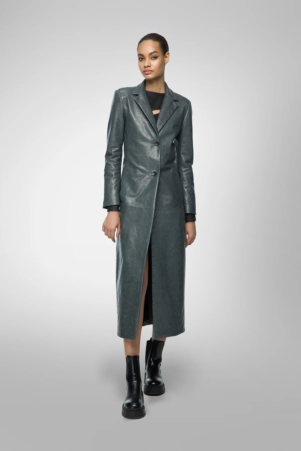 Laurence - Indigo Leather Coat - Image 3