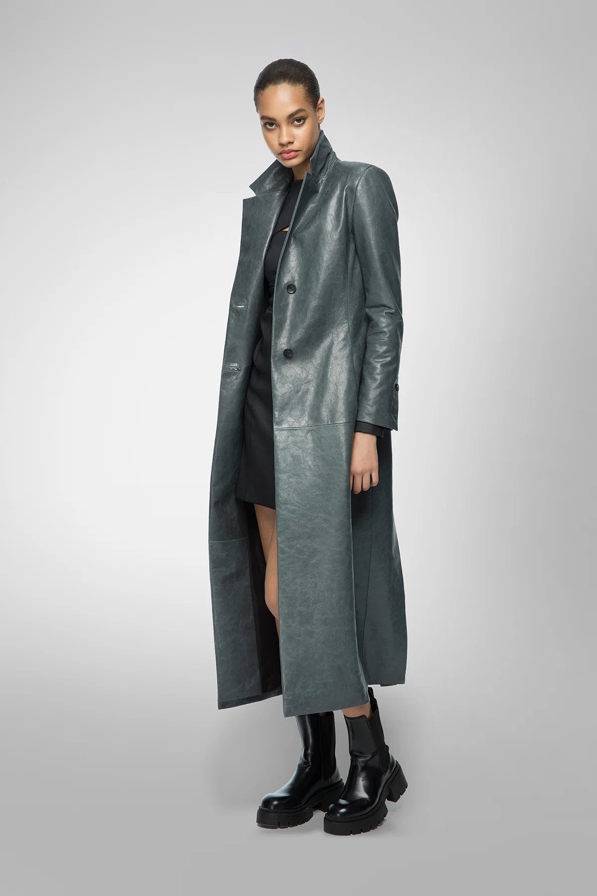 Laurence - Indigo Leather Coat - Image 4
