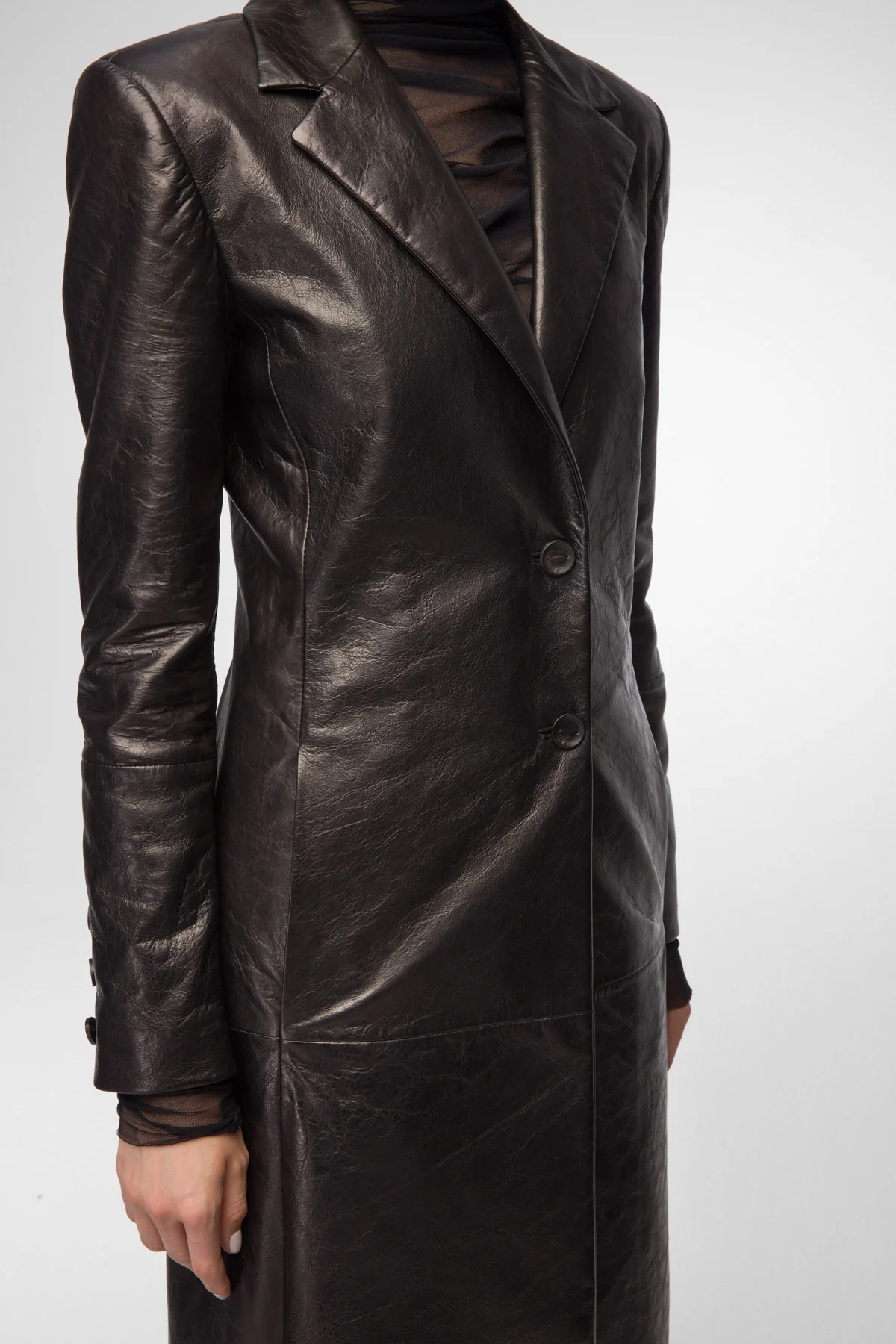 Laurence - Black Leather Coat - Image 3