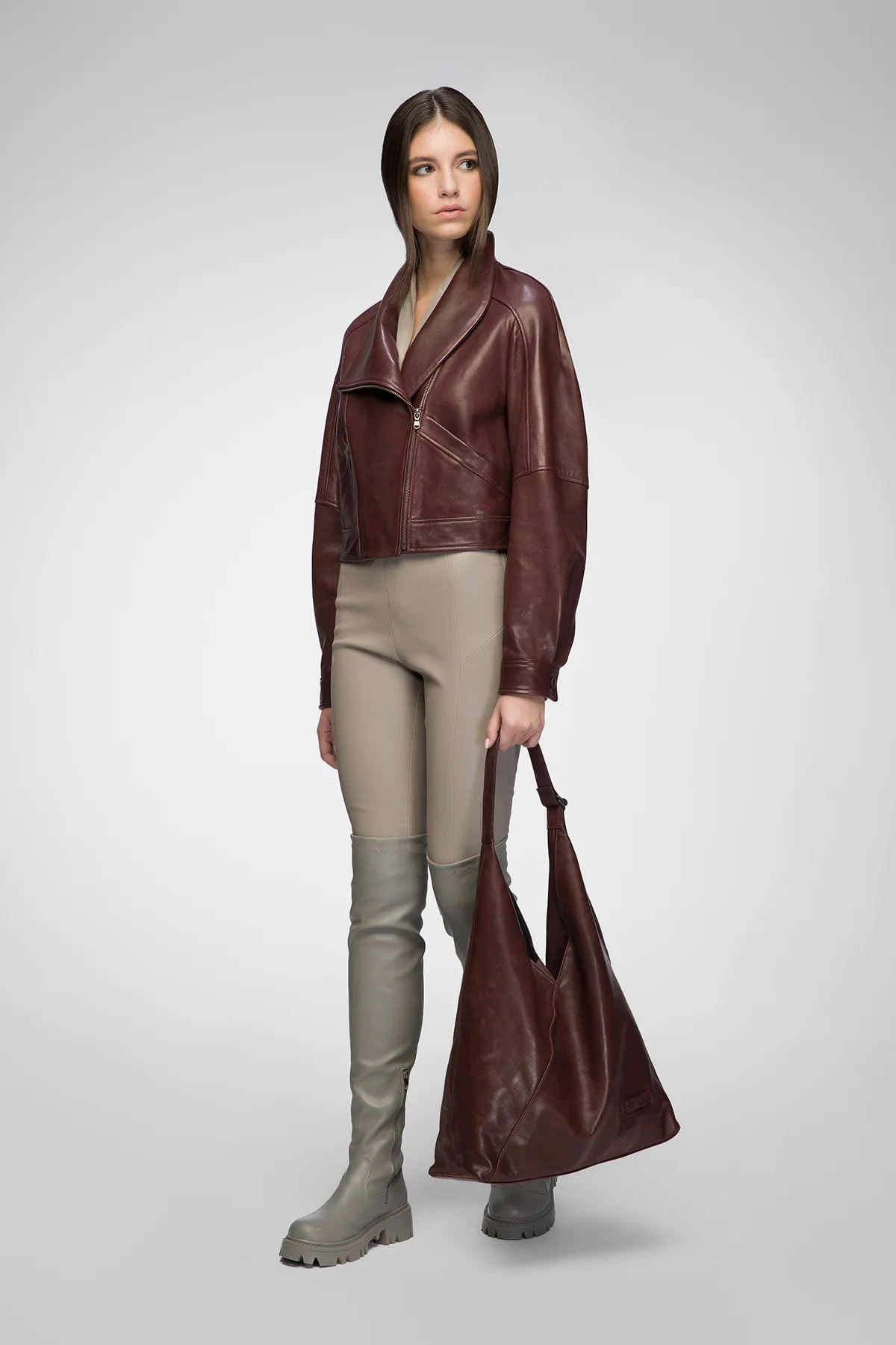 Lavinia - Cherry Leather Jacket - Image 3