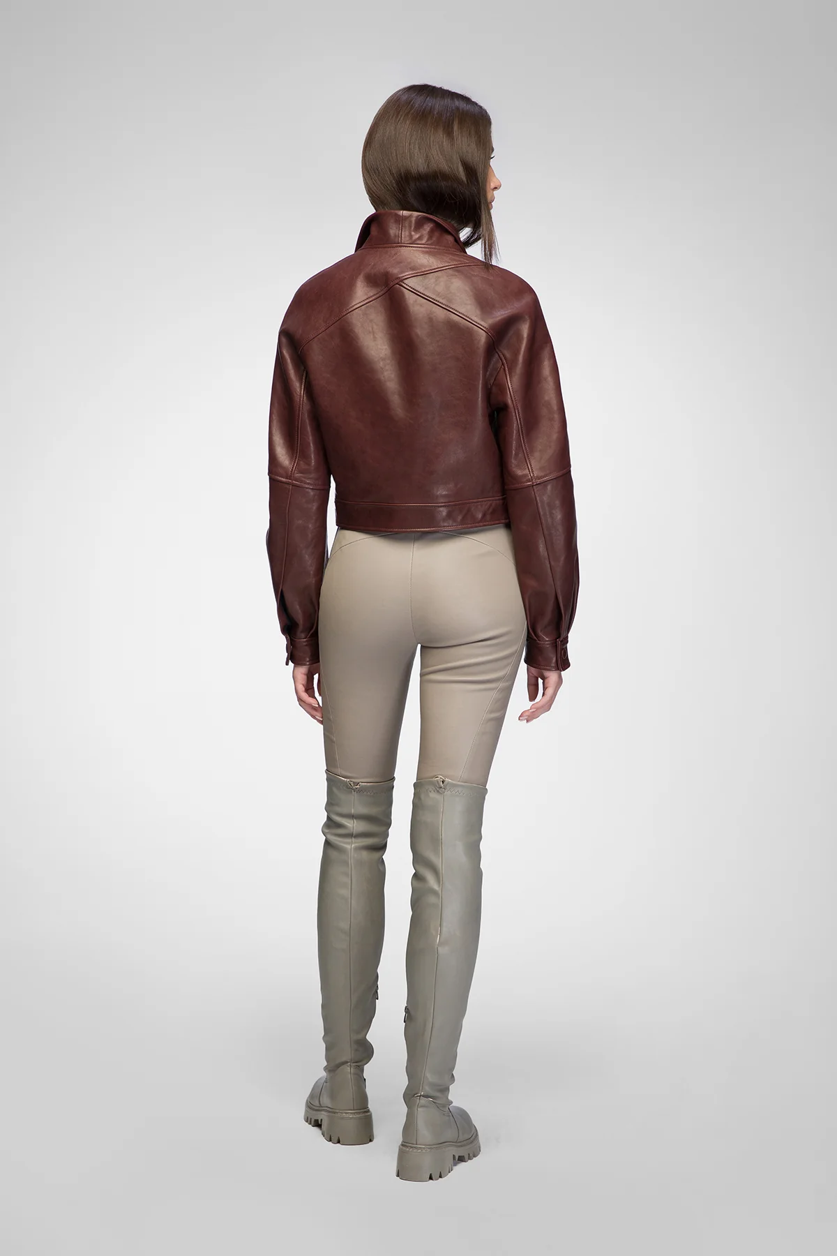 Lavinia - Cherry Leather Jacket - Image 5