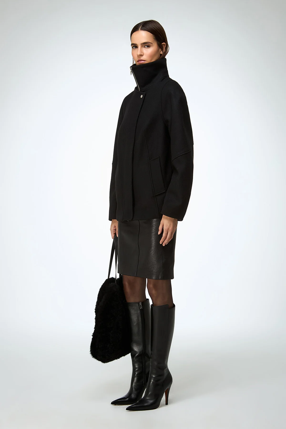 Lilie - Black Wool Coat - Image 3