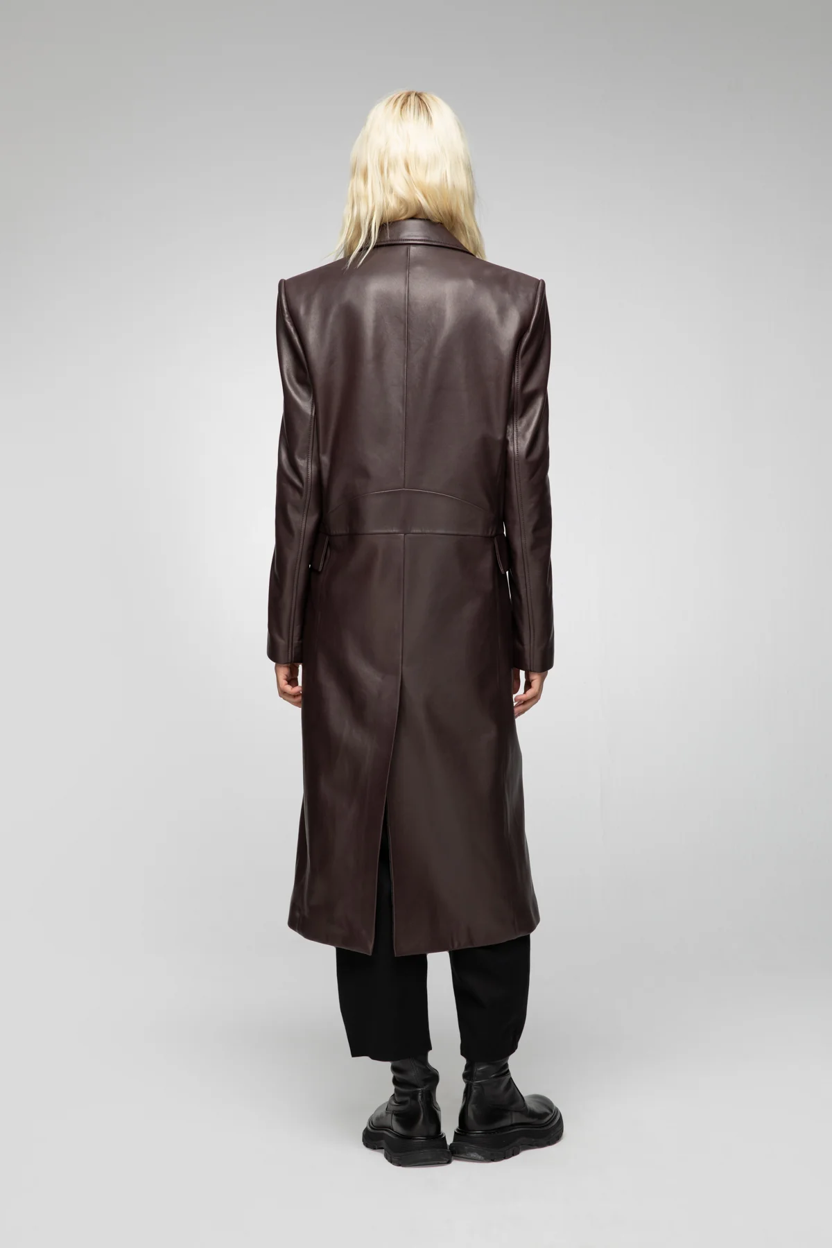 Lorrie - Bordeaux Leather Coat - Image 5