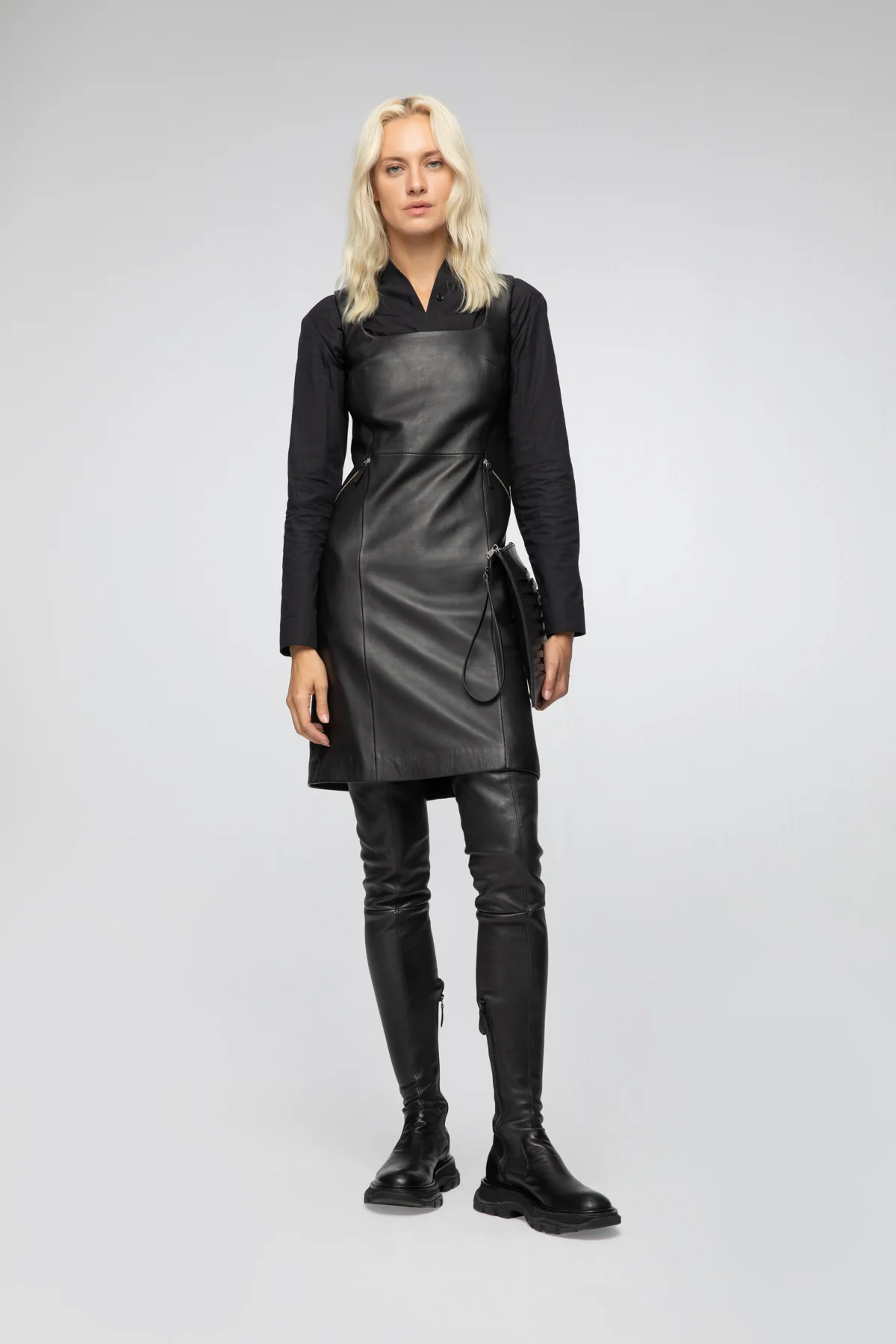 Macia - Black Leather Dress - Image 5