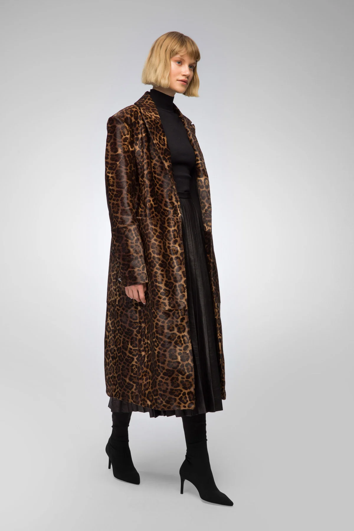 Margueritte - Brown Leopard Shearling Coat - Image 3
