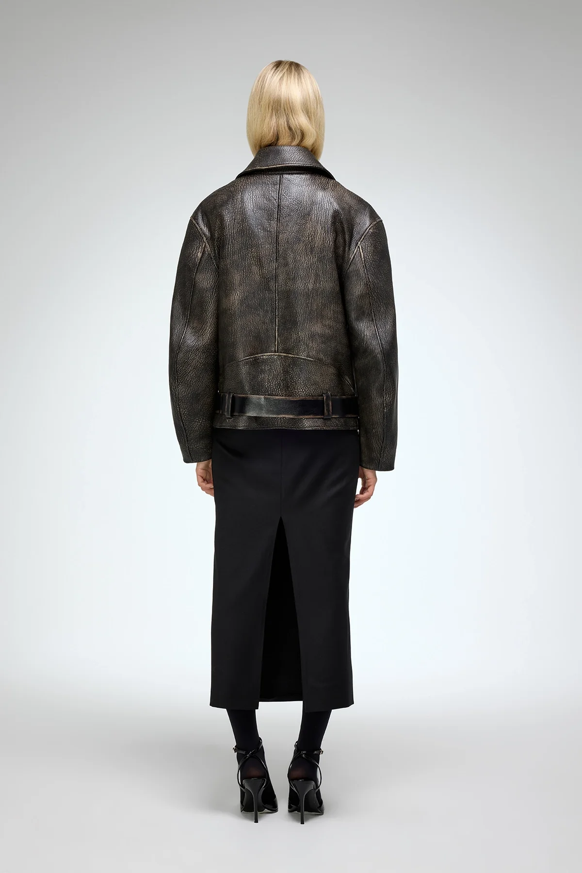 Marielle - Brown Anthracite Leather Jacket - Image 7