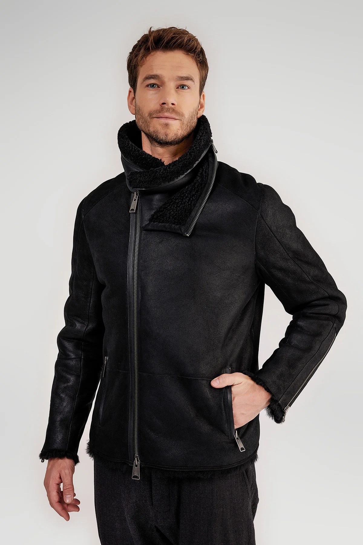 Matteo - Black Shearling Coat - Image 4
