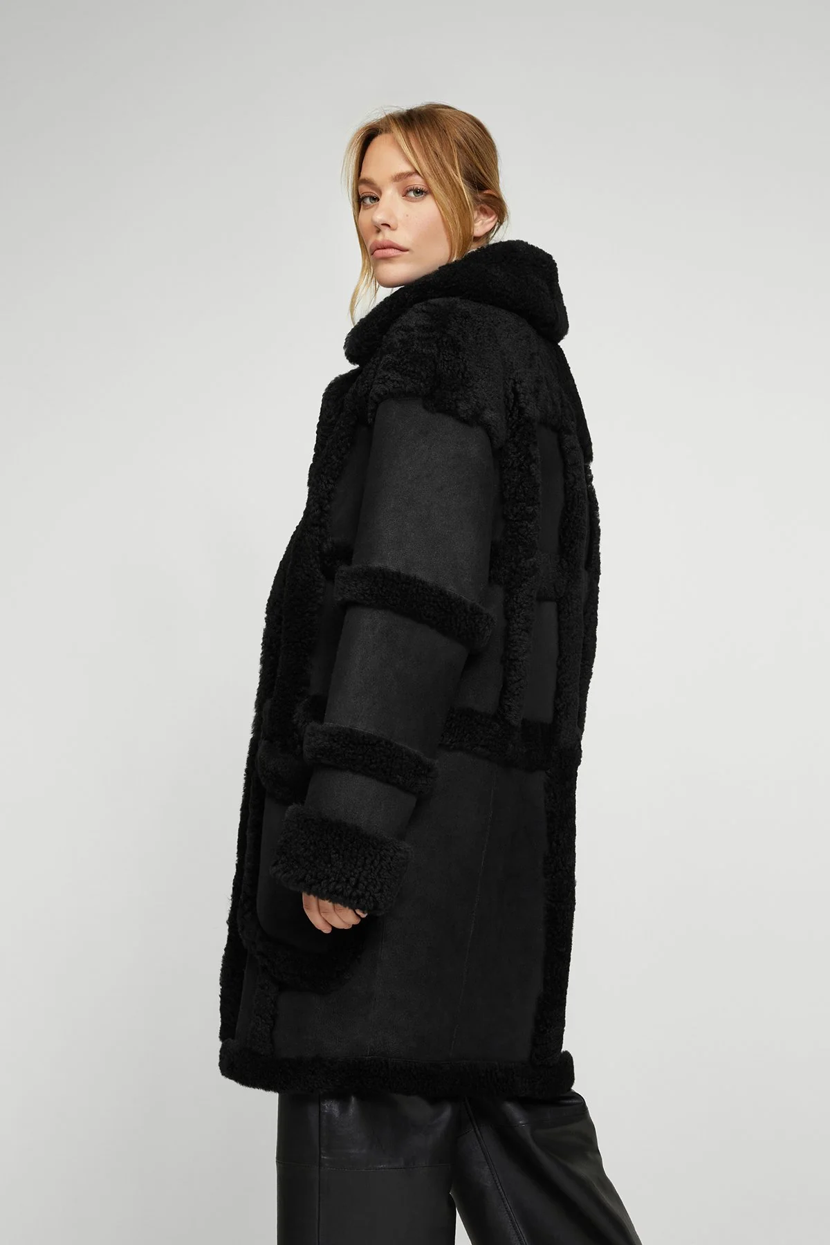 Melody - Black Shearling Coat - Image 6