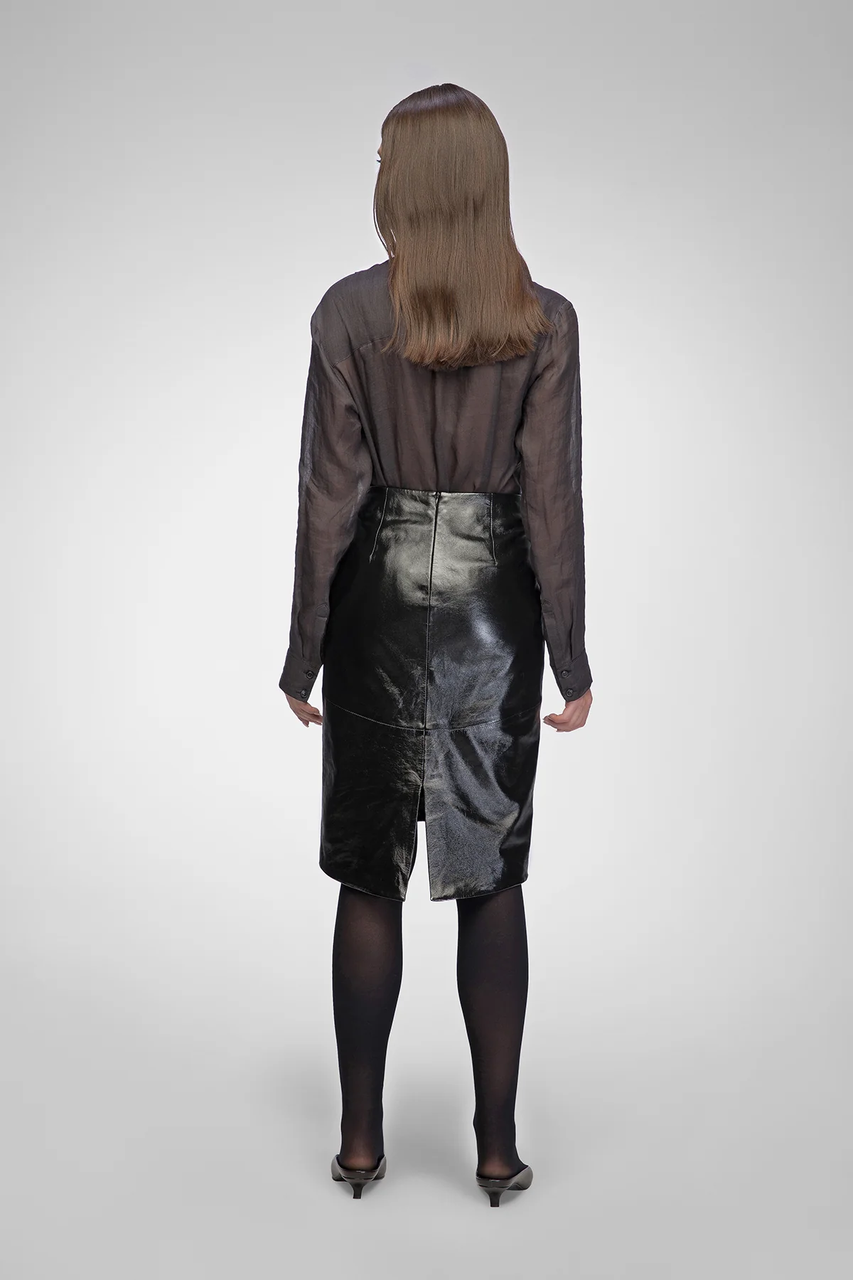 Mira - Black Leather Skirt - Image 5