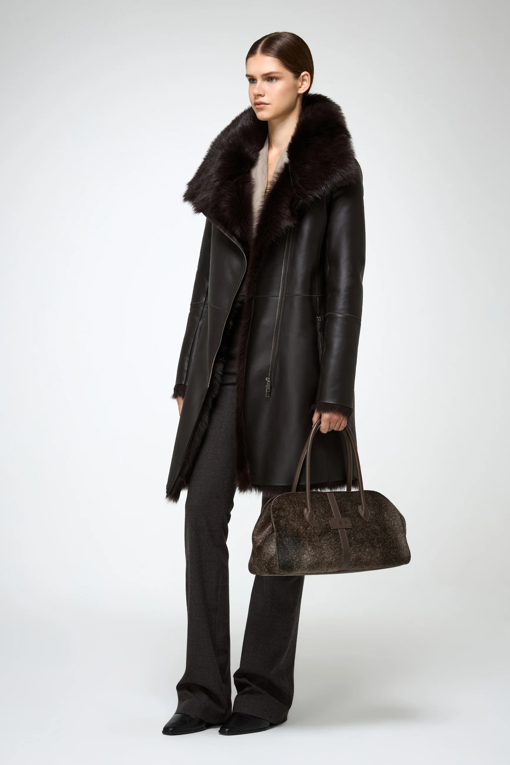 Mylena - Toscana Brown Shearling Coat - Image 3
