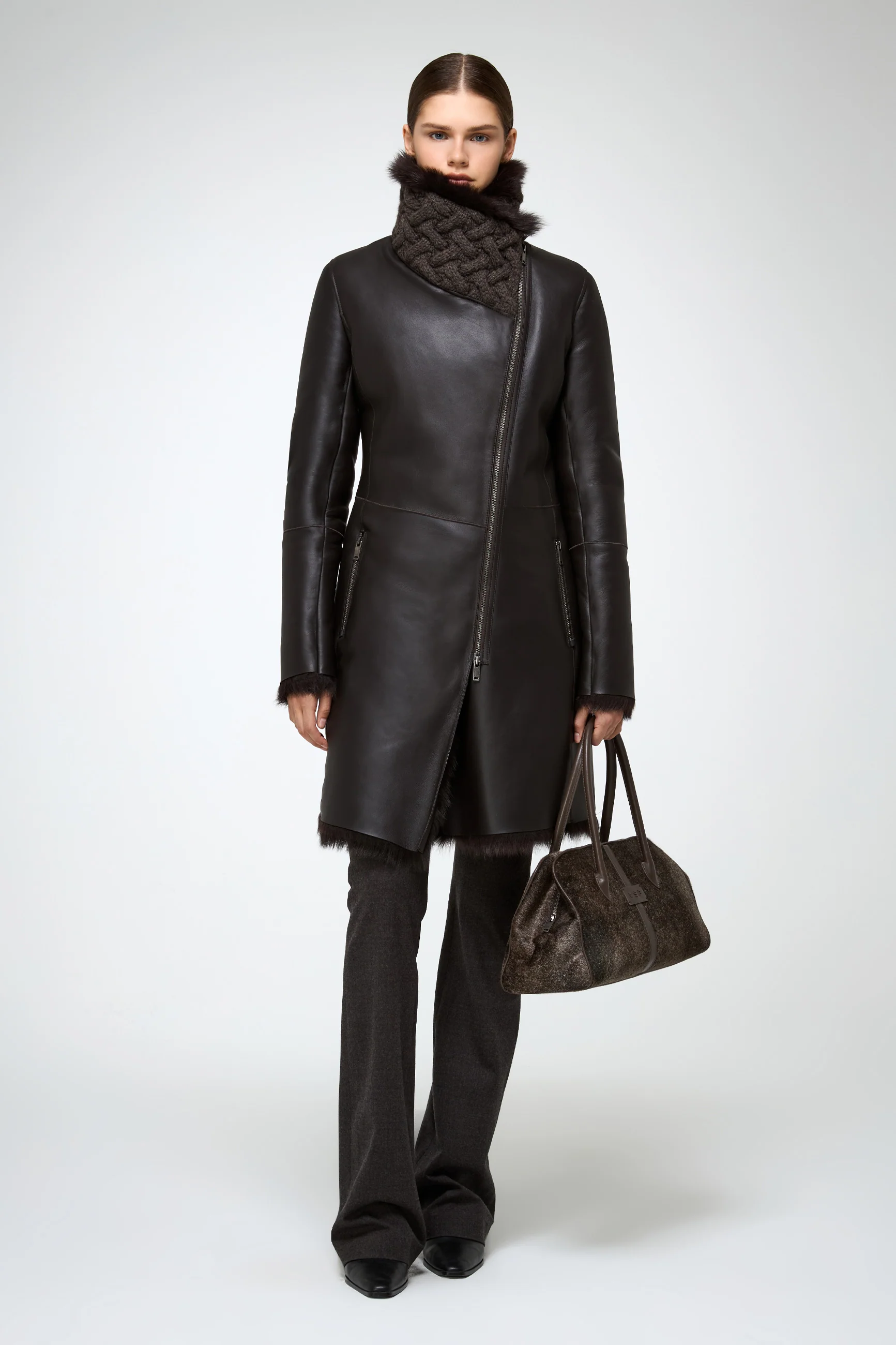 Mylena - Toscana Brown Shearling Coat - Image 4