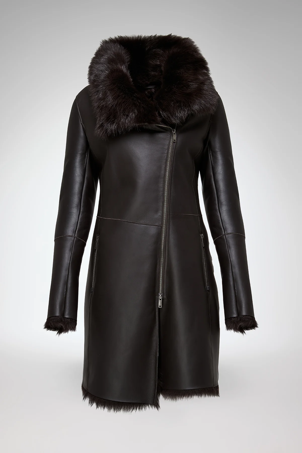 Mylena - Toscana Brown Shearling Coat - Image 6