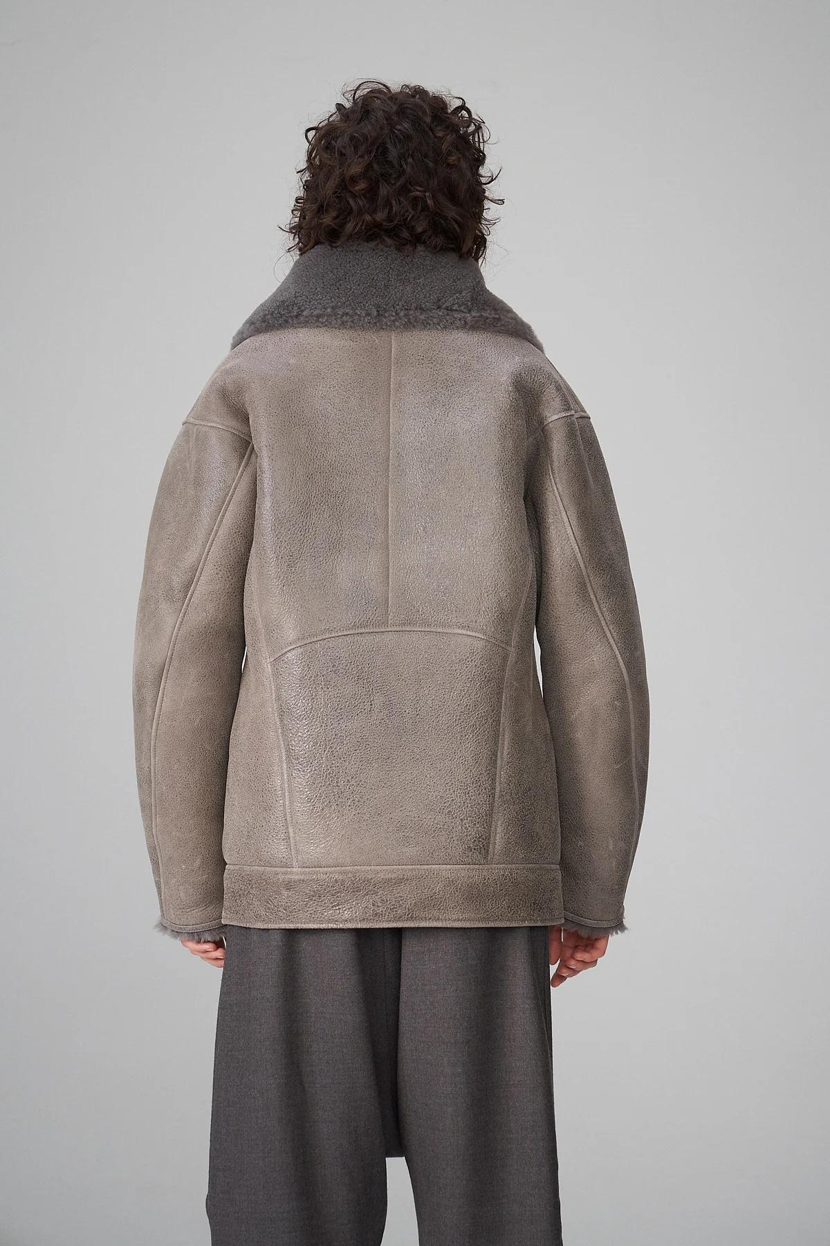 Nila - Grey Shearling Coat - Image 5
