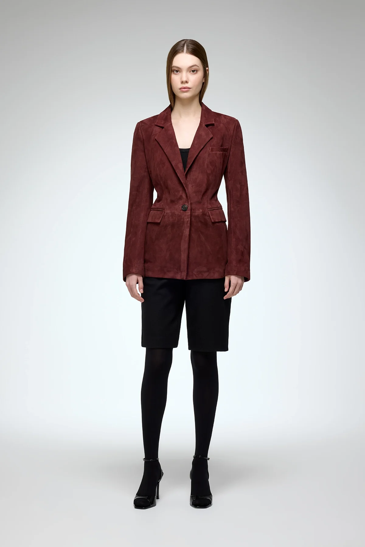 Oceane - Bordeaux Leather Coat - Image 3