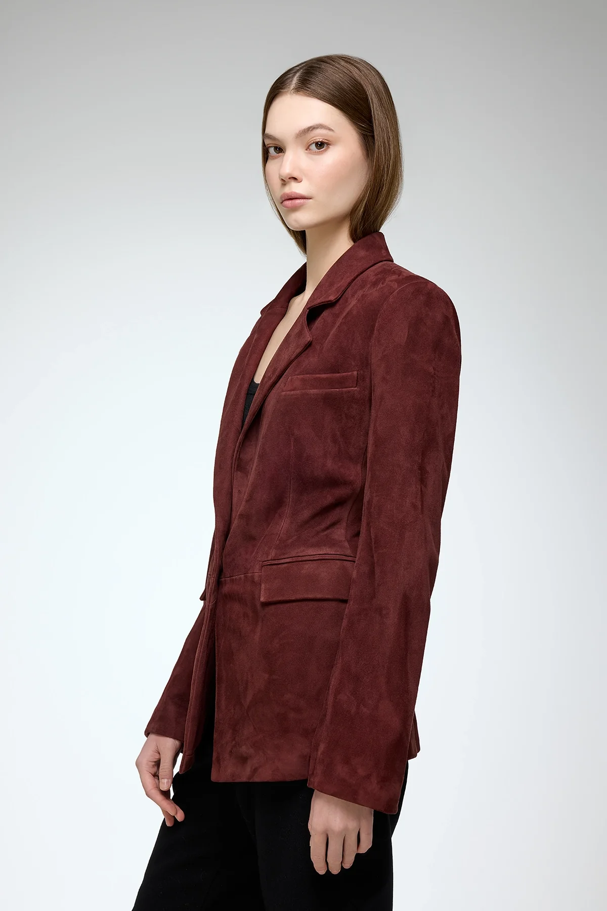 Oceane - Bordeaux Leather Coat - Image 4