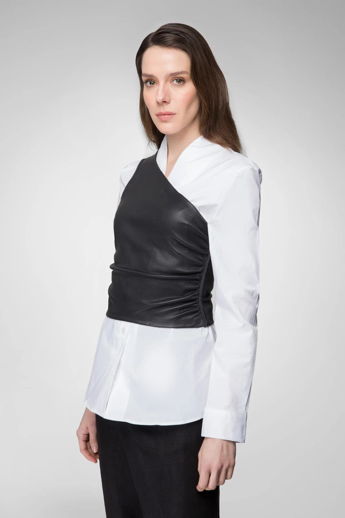 Ornella - Black Leather Top - Image 3
