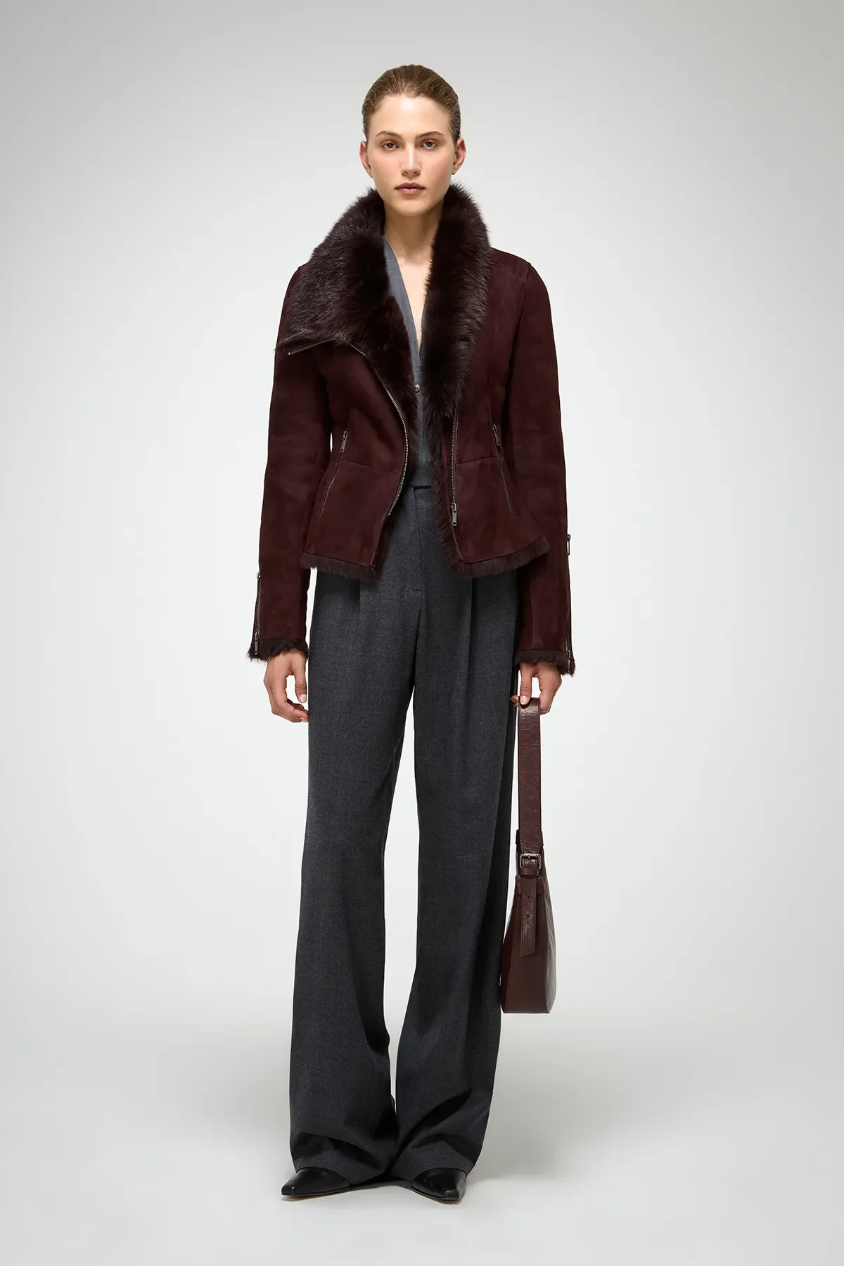 Renata - Toscana Cherry Shearling Jacket - Image 4