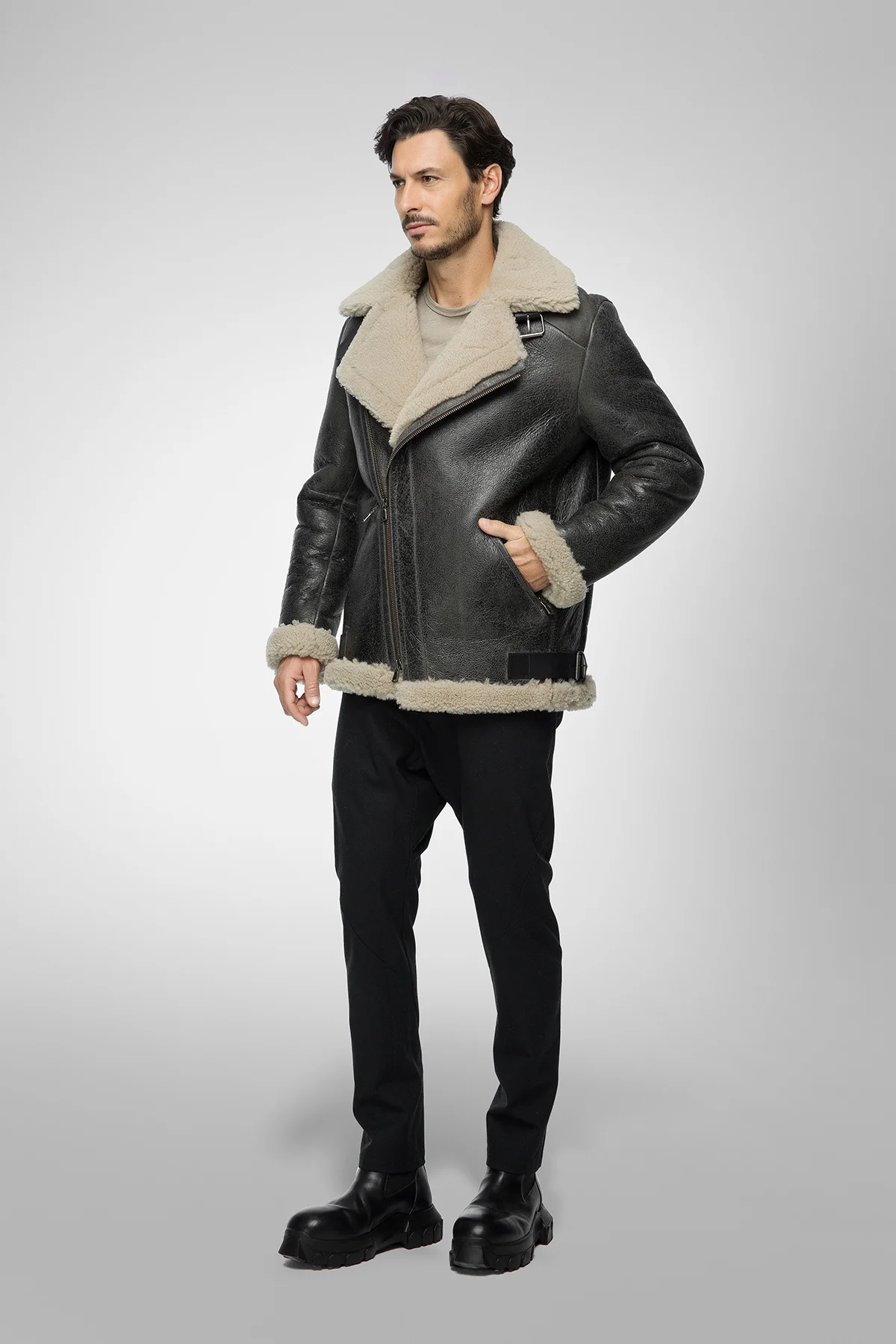 Rico - Anthracite Shearling Coat - Image 3