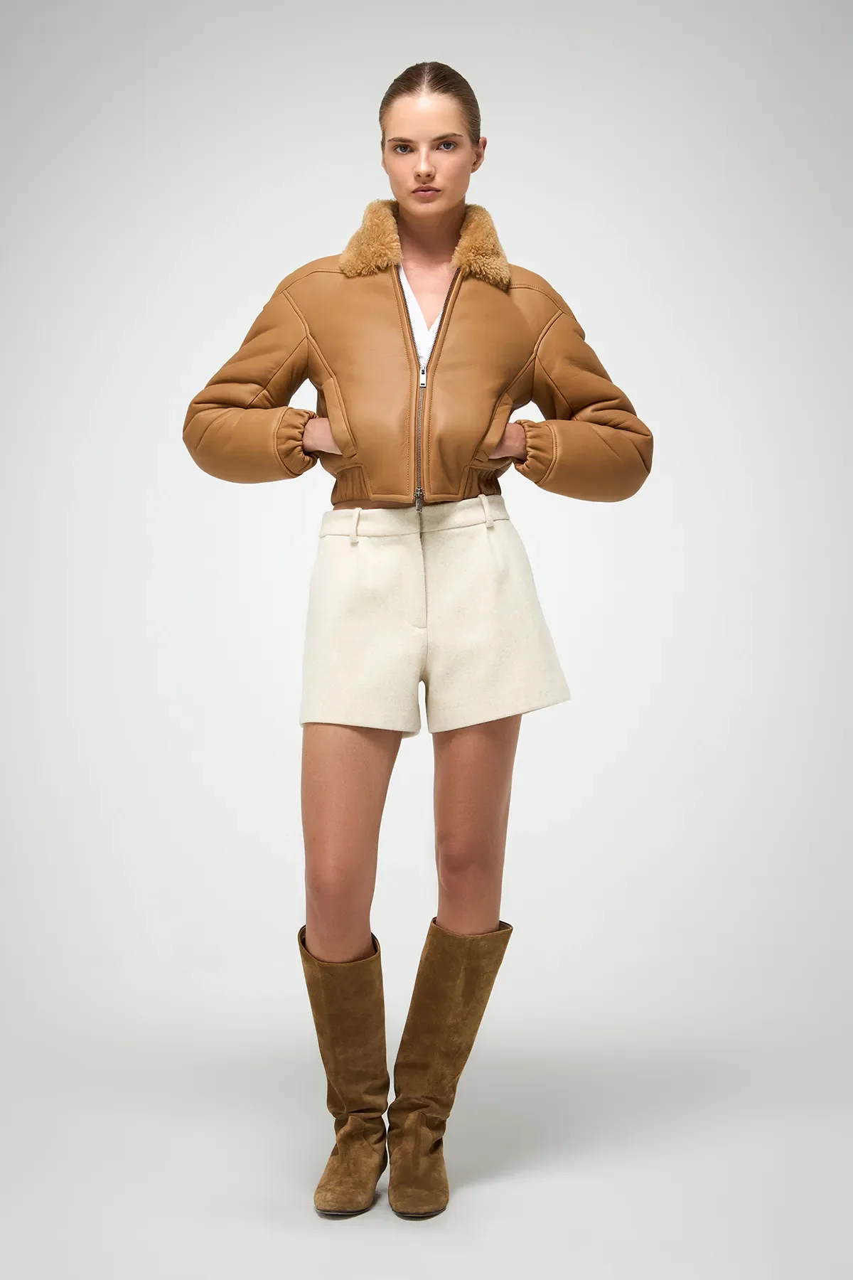 Sheela - Beige Shearling Jacket - Image 3