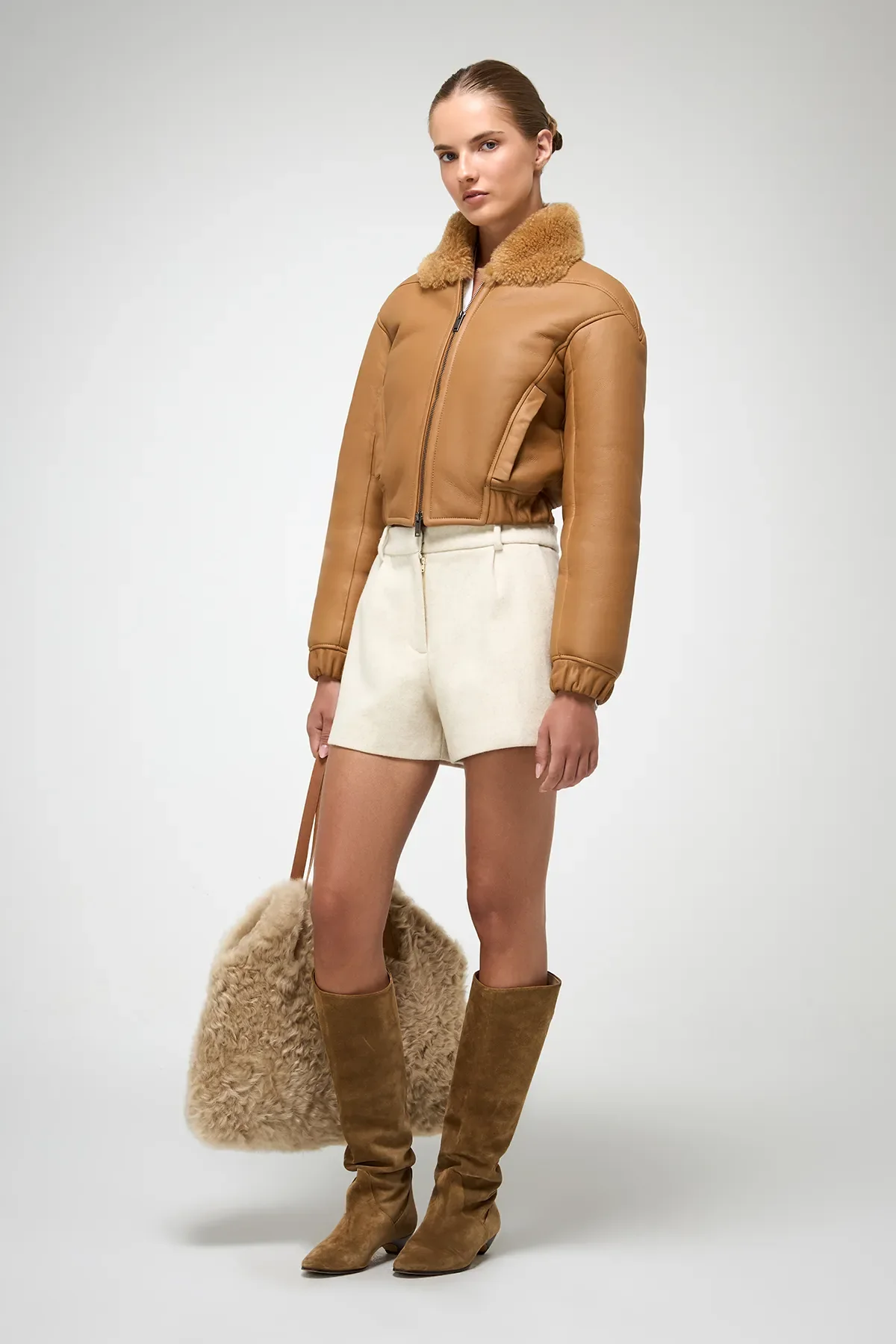 Sheela - Beige Shearling Jacket - Image 4