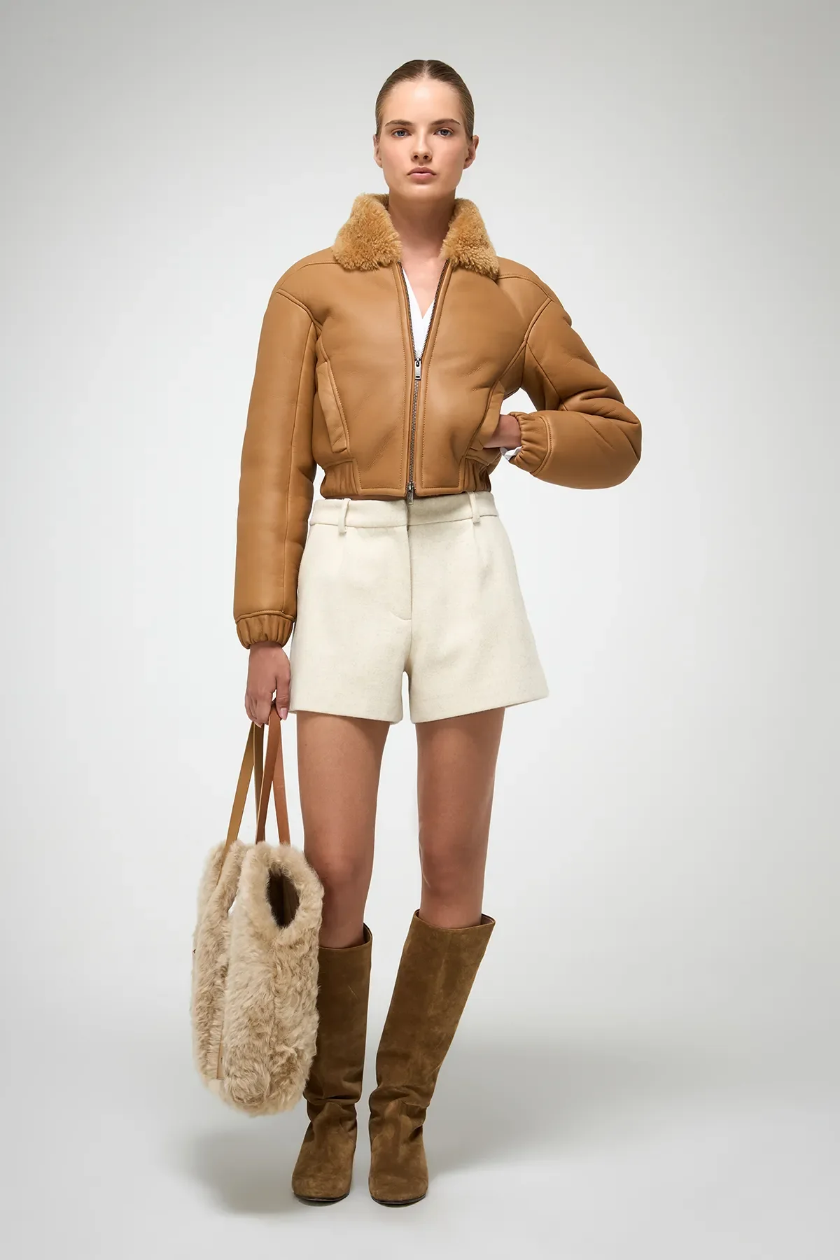 Sheela - Beige Shearling Jacket - Image 5