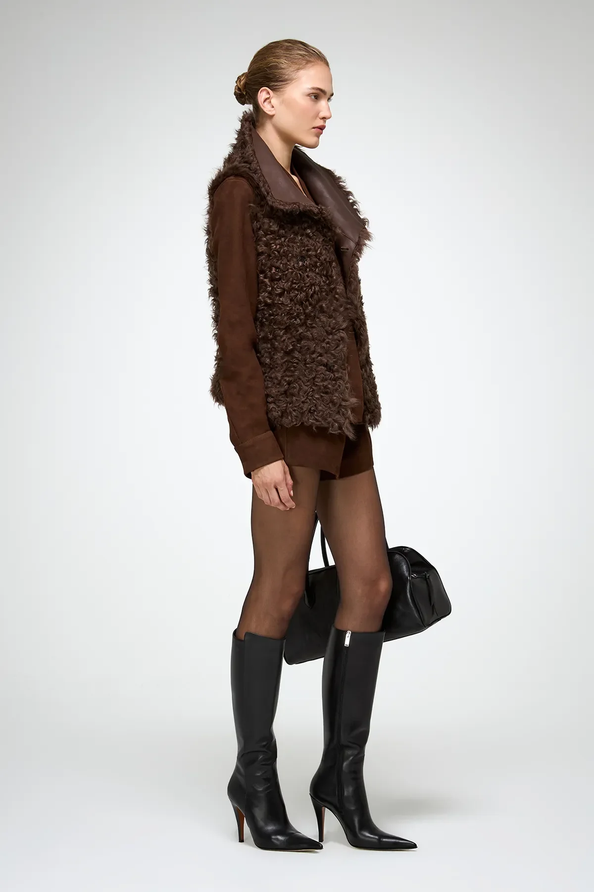 Solene - Tobacco Shearling Vest - Image 3