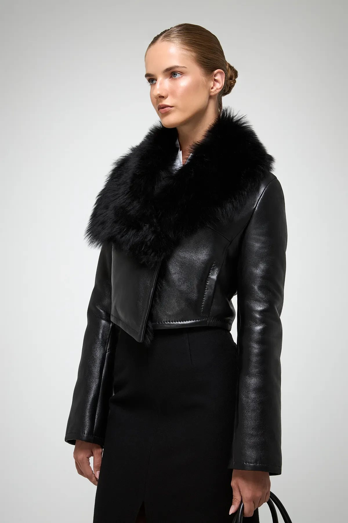 Yva - Black Shearling Jacket - Image 4