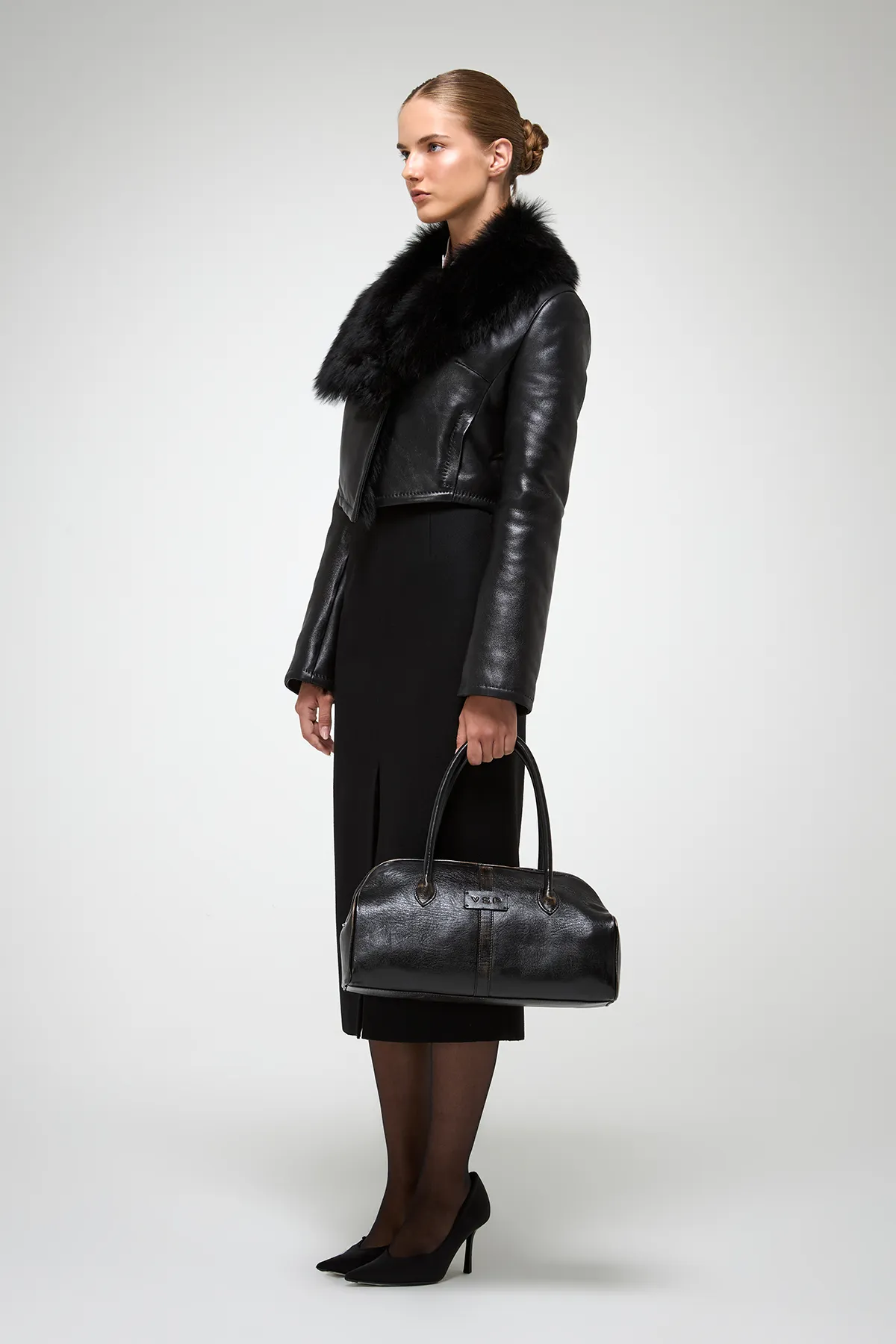 Yva - Black Shearling Jacket - Image 5