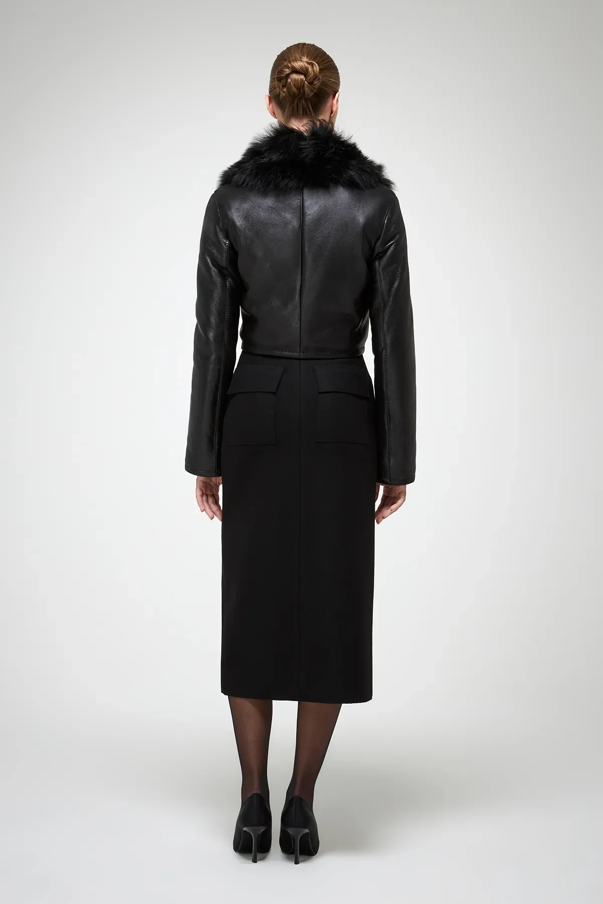 Yva - Black Shearling Jacket - Image 7